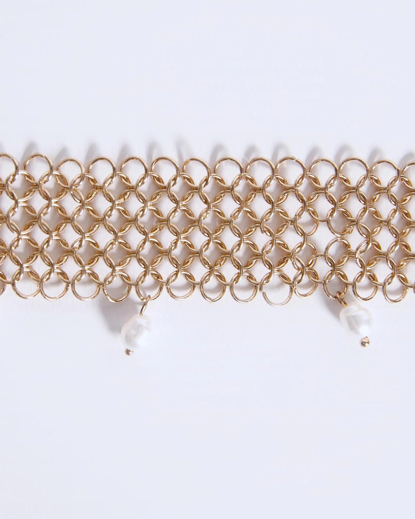 Choker Rejilla Perlas Oro