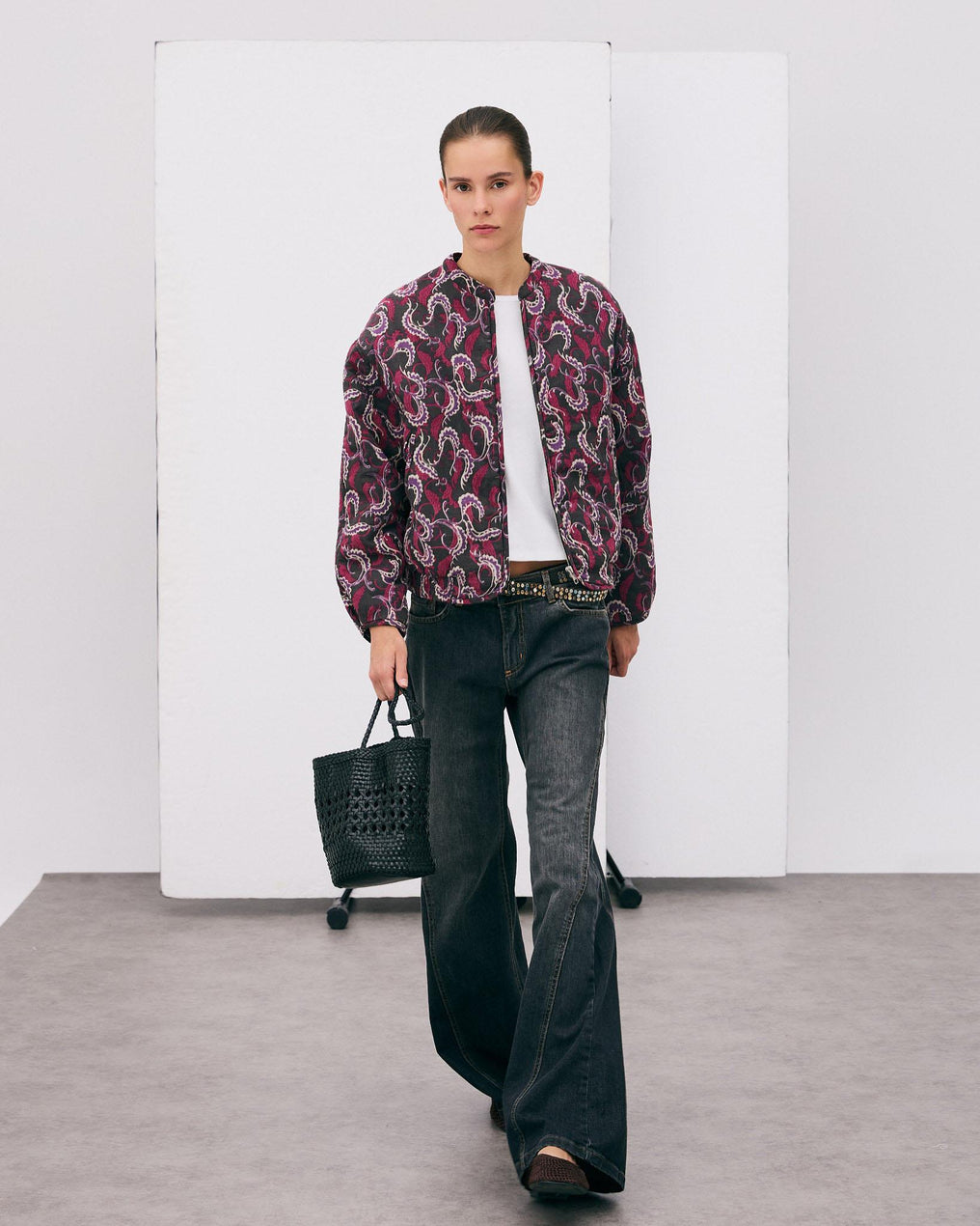 Chaqueta Bomber Estampado Antracita