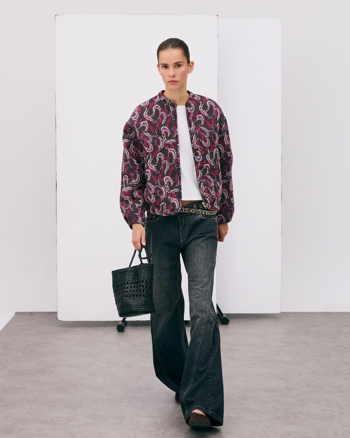 Chaqueta Bomber Estampado Antracita