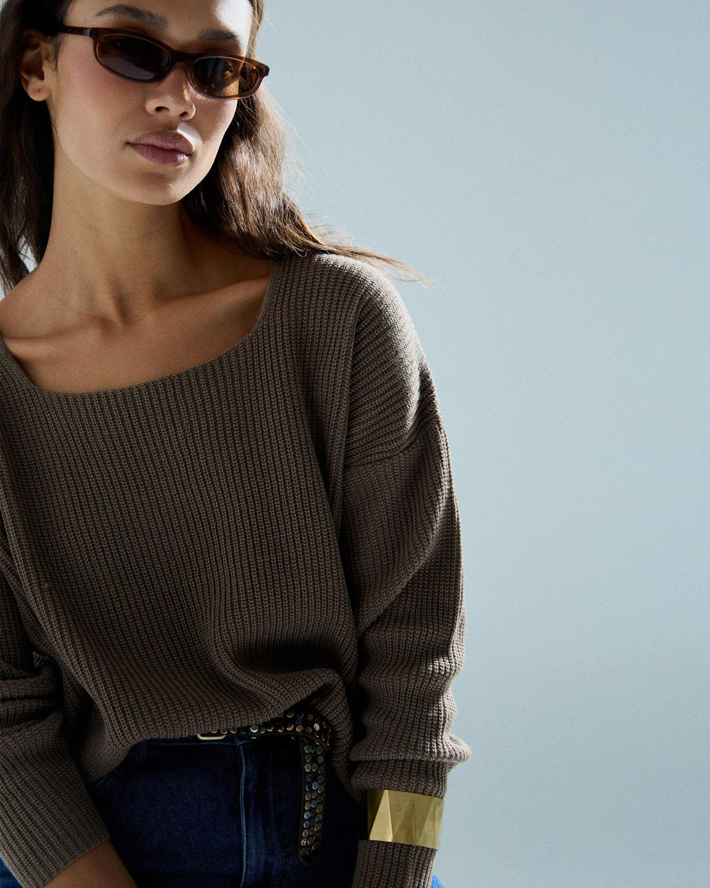 Jersey Canale Escote Cuadrado Taupe