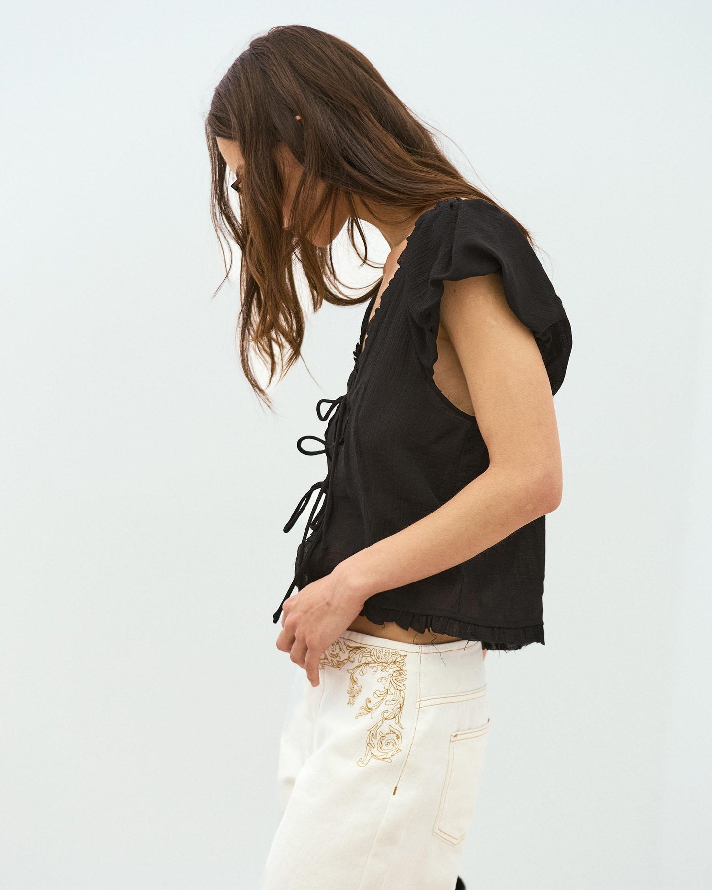 Blusa Lazadas Delanteras Negro