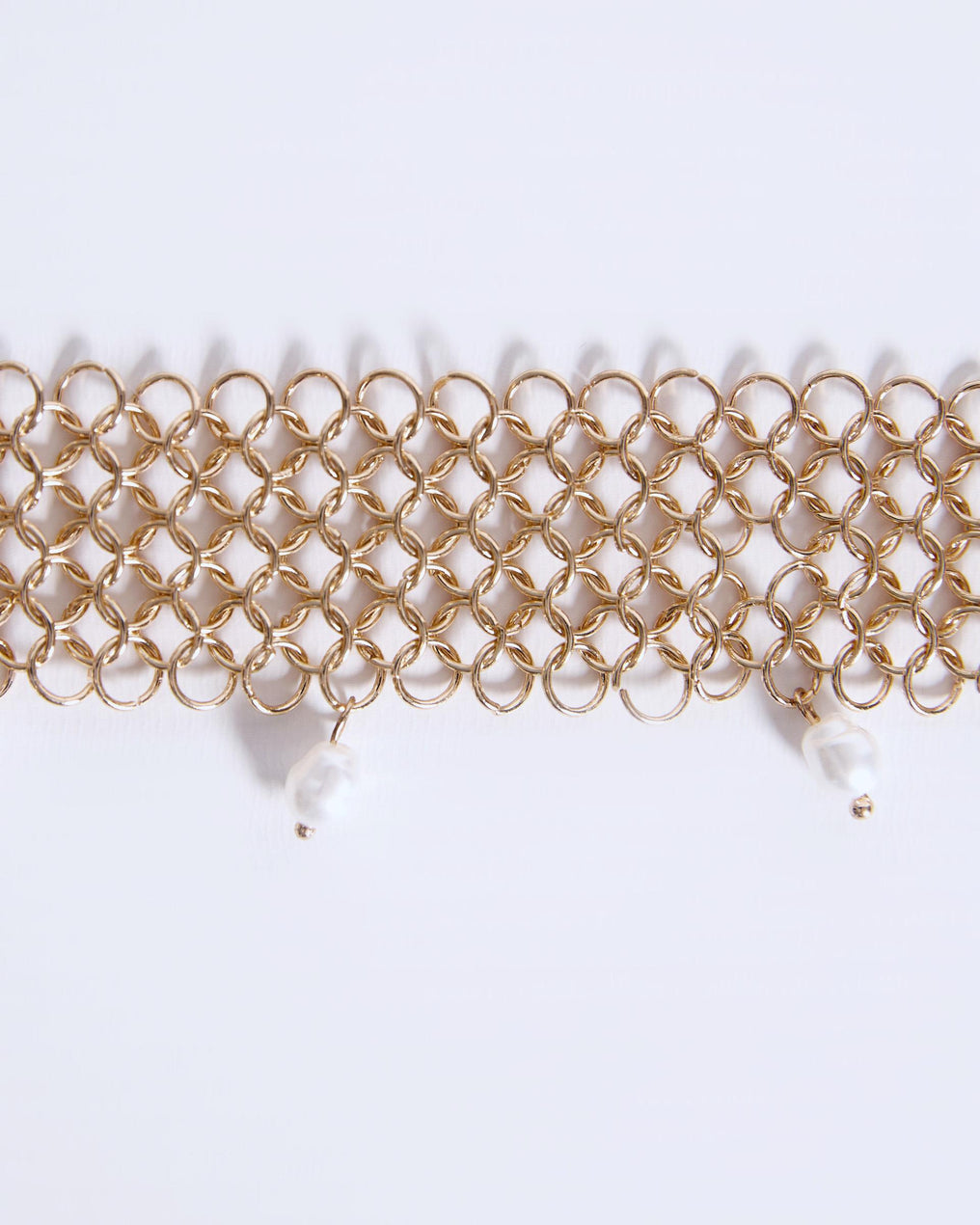 Choker Rejilla Perlas Oro