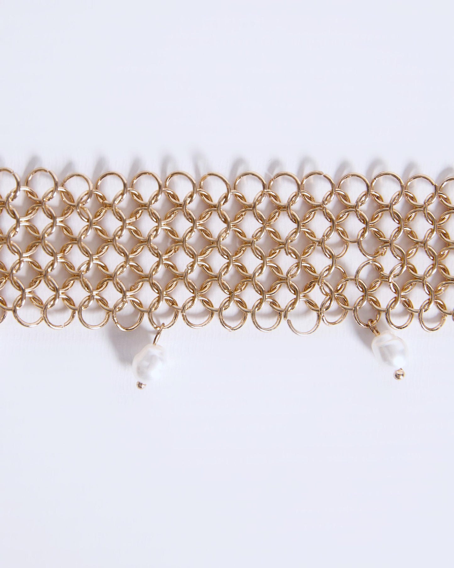 Choker Rejilla Perlas Oro
