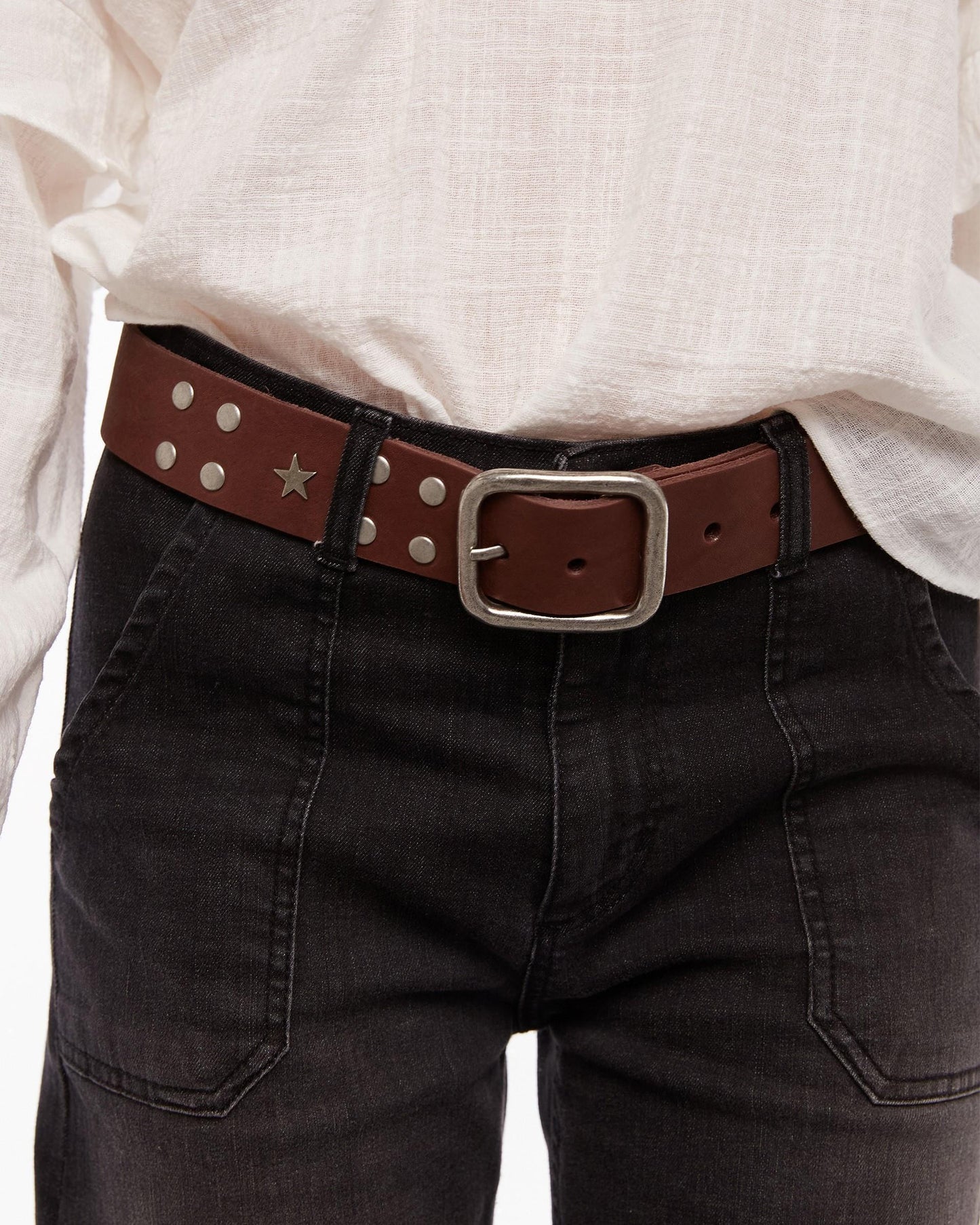 Cinturón Tachuelas Estrellas Marrón