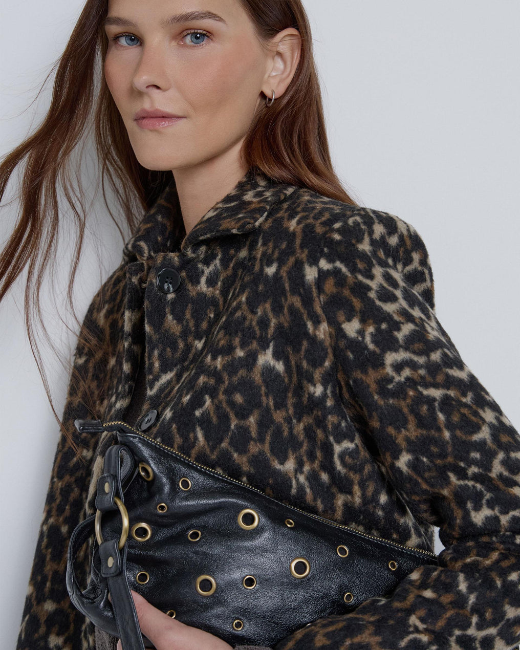 Casaco Animal Print com Lã Castanha