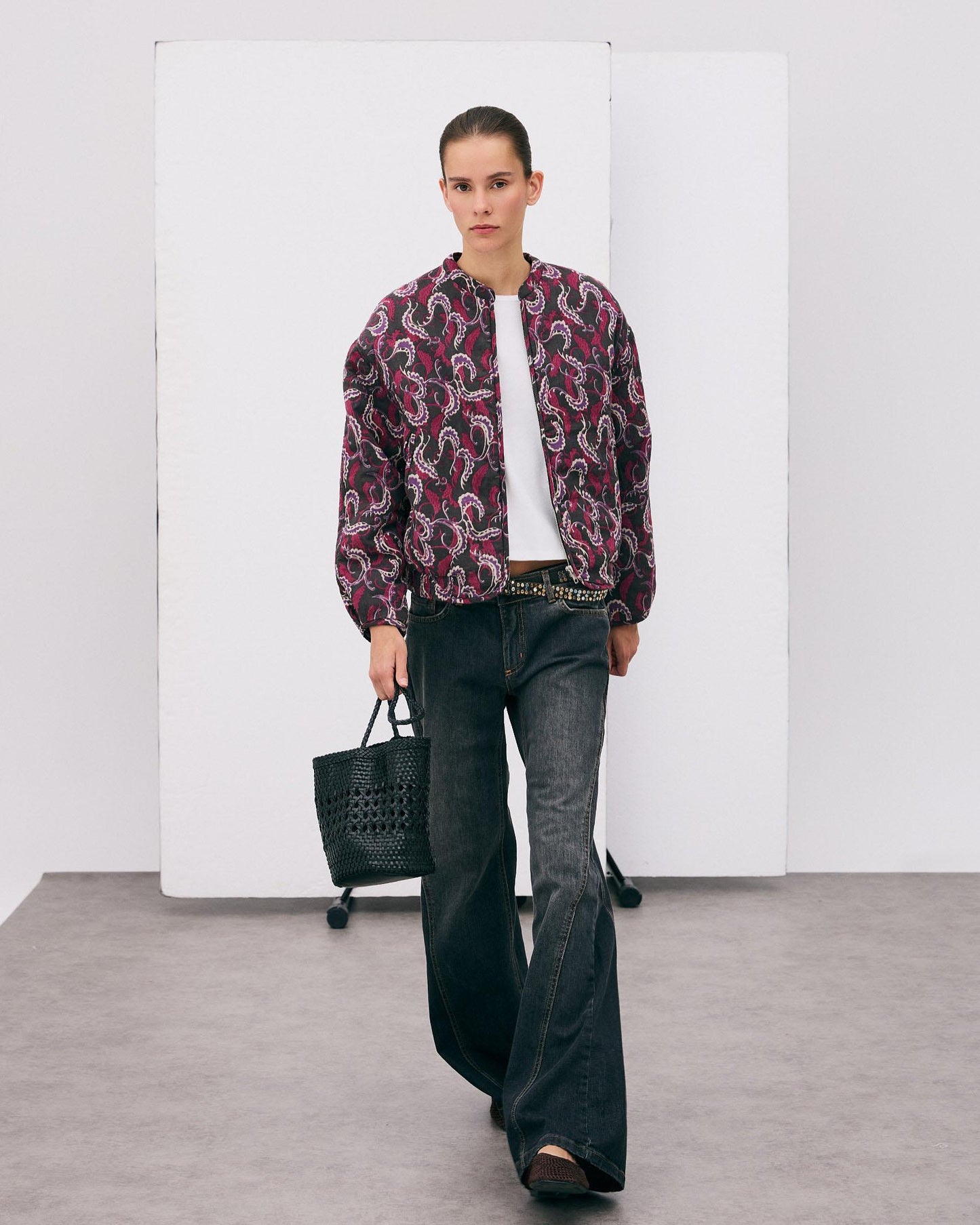 Chaqueta Bomber Estampado Antracita