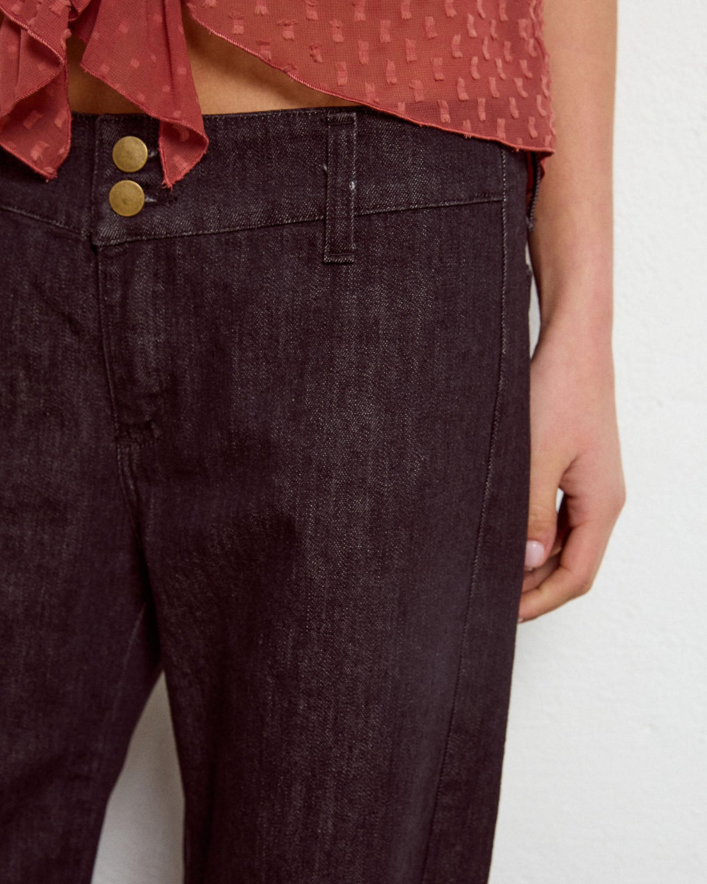 Black Double Button Waist Jeans