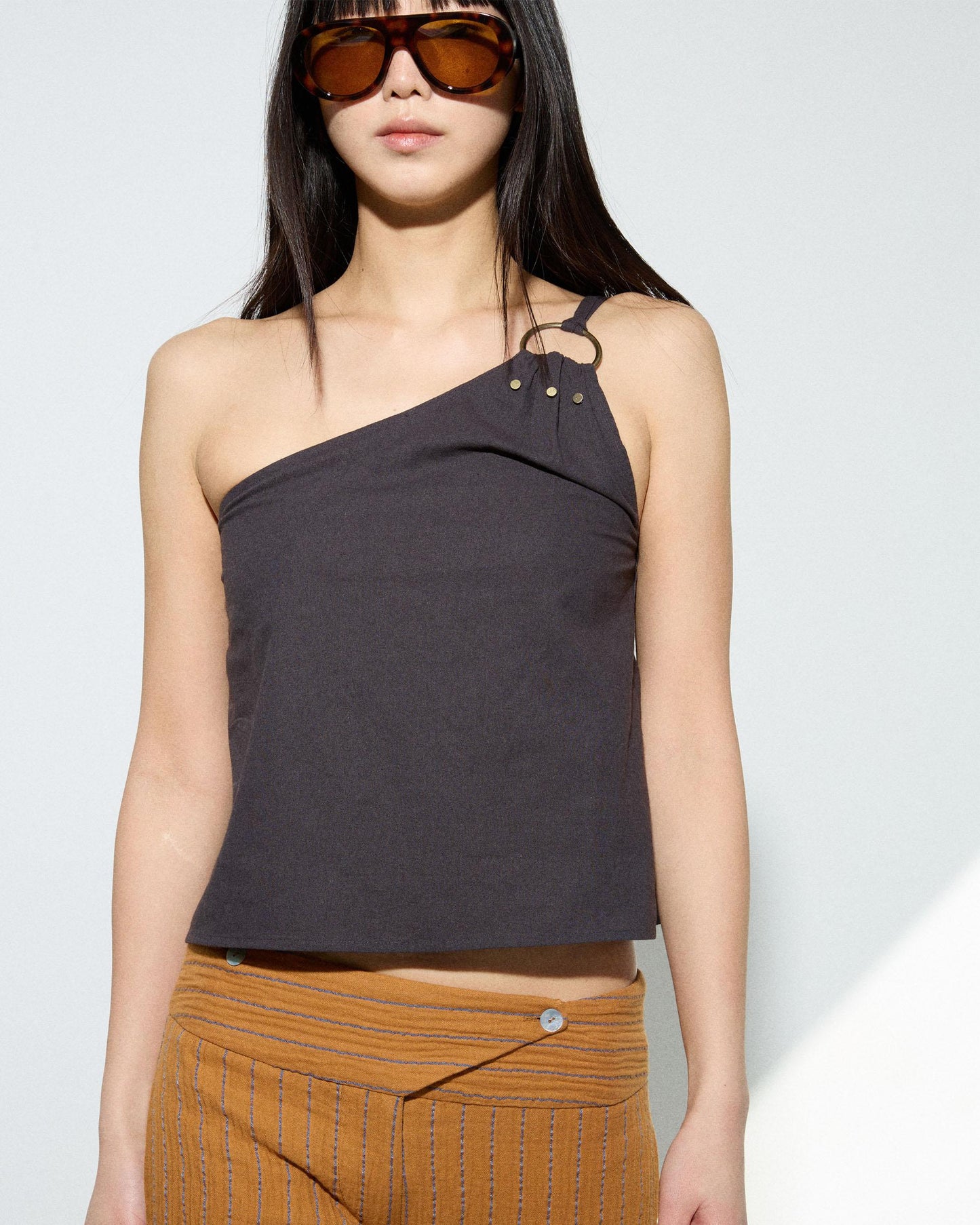 Orange Striped Crossover Waist Trousers