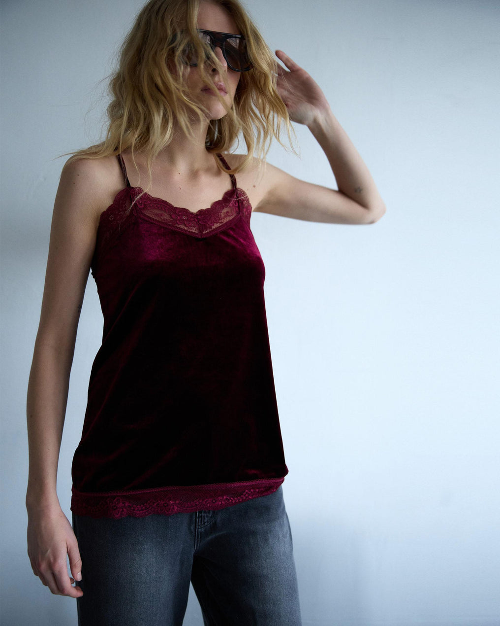Top Lencero Terciopelo Granate