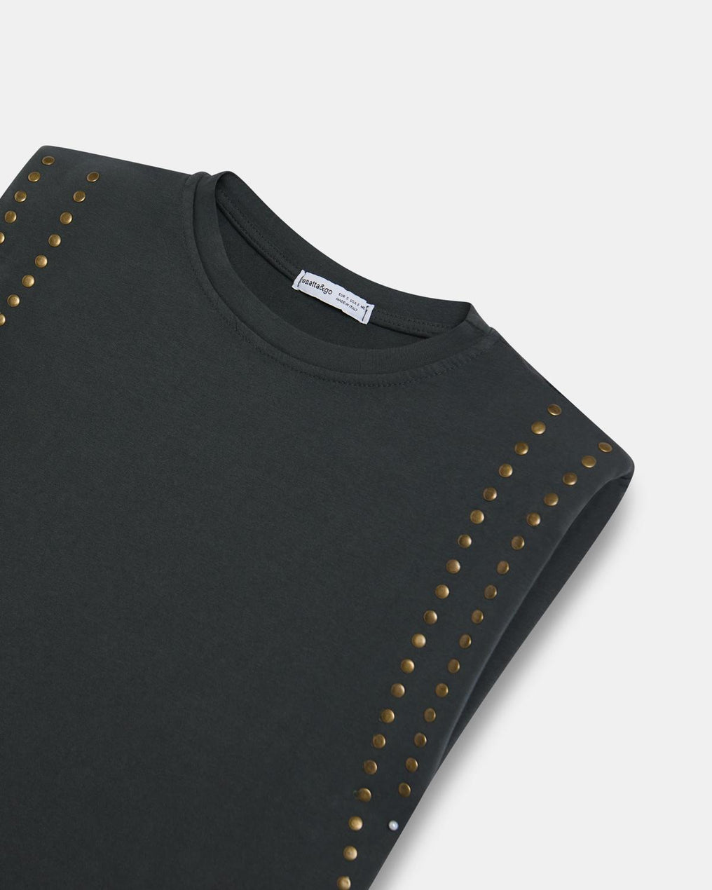 T-shirt Épaulettes Clous Anthracite