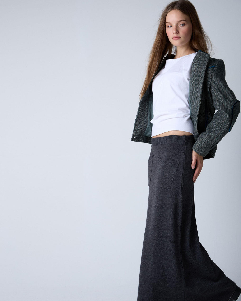 Falda Punto Bolsillos Antracita