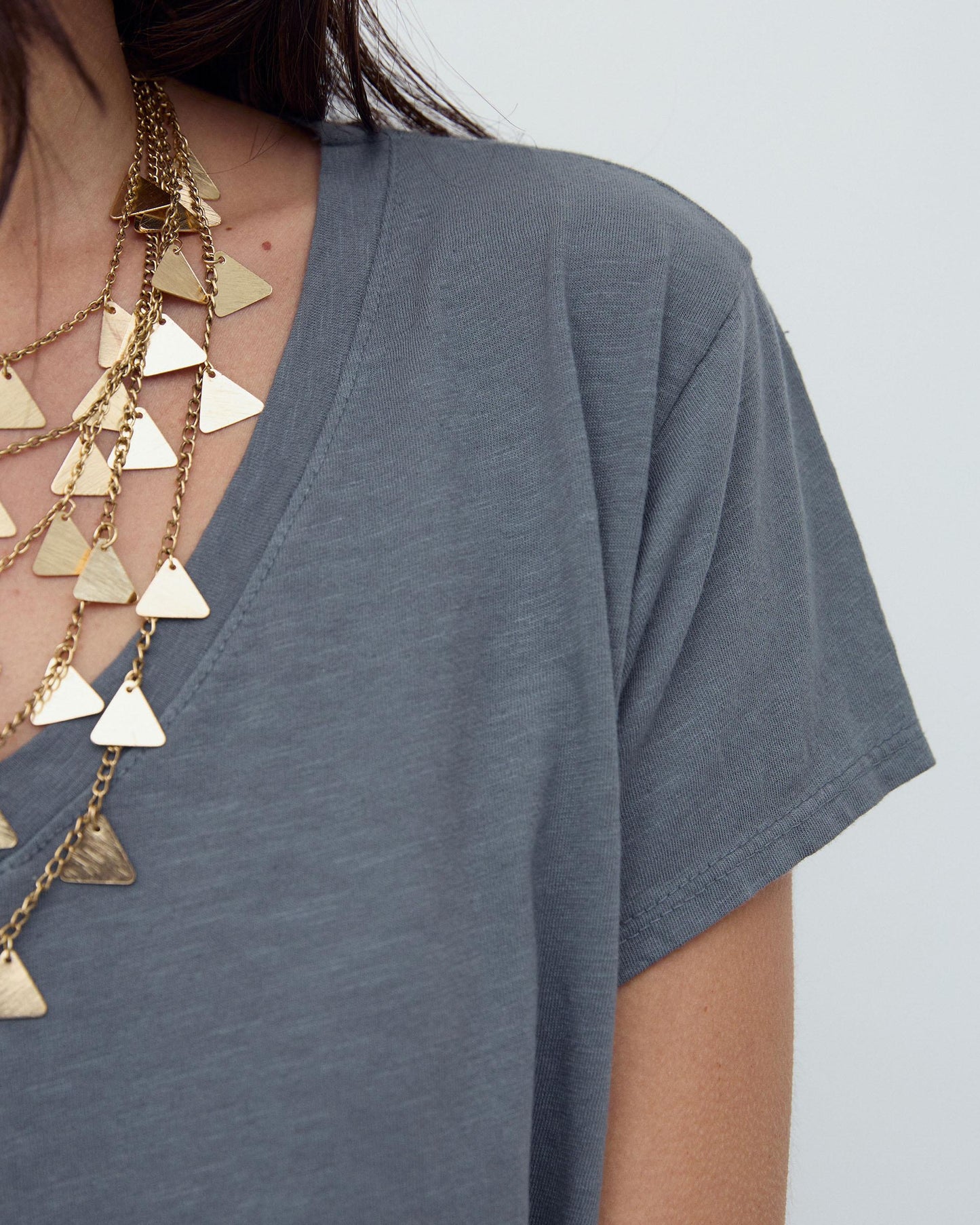 T-shirt Básica Manga Curta Cinzento