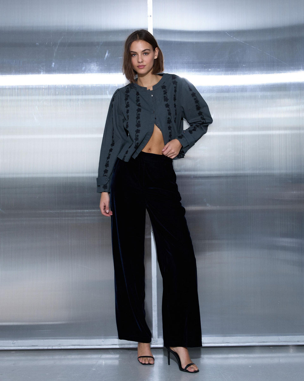 Jacket with Petroleum Flowers Buttons