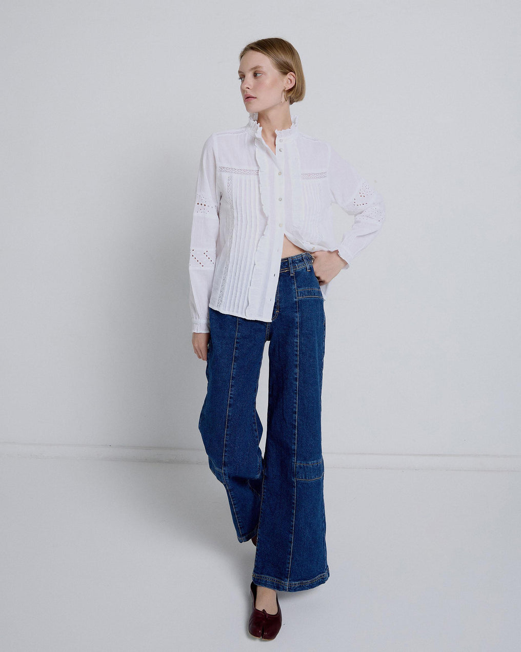 Dark Blue Elastic Waist Jeans