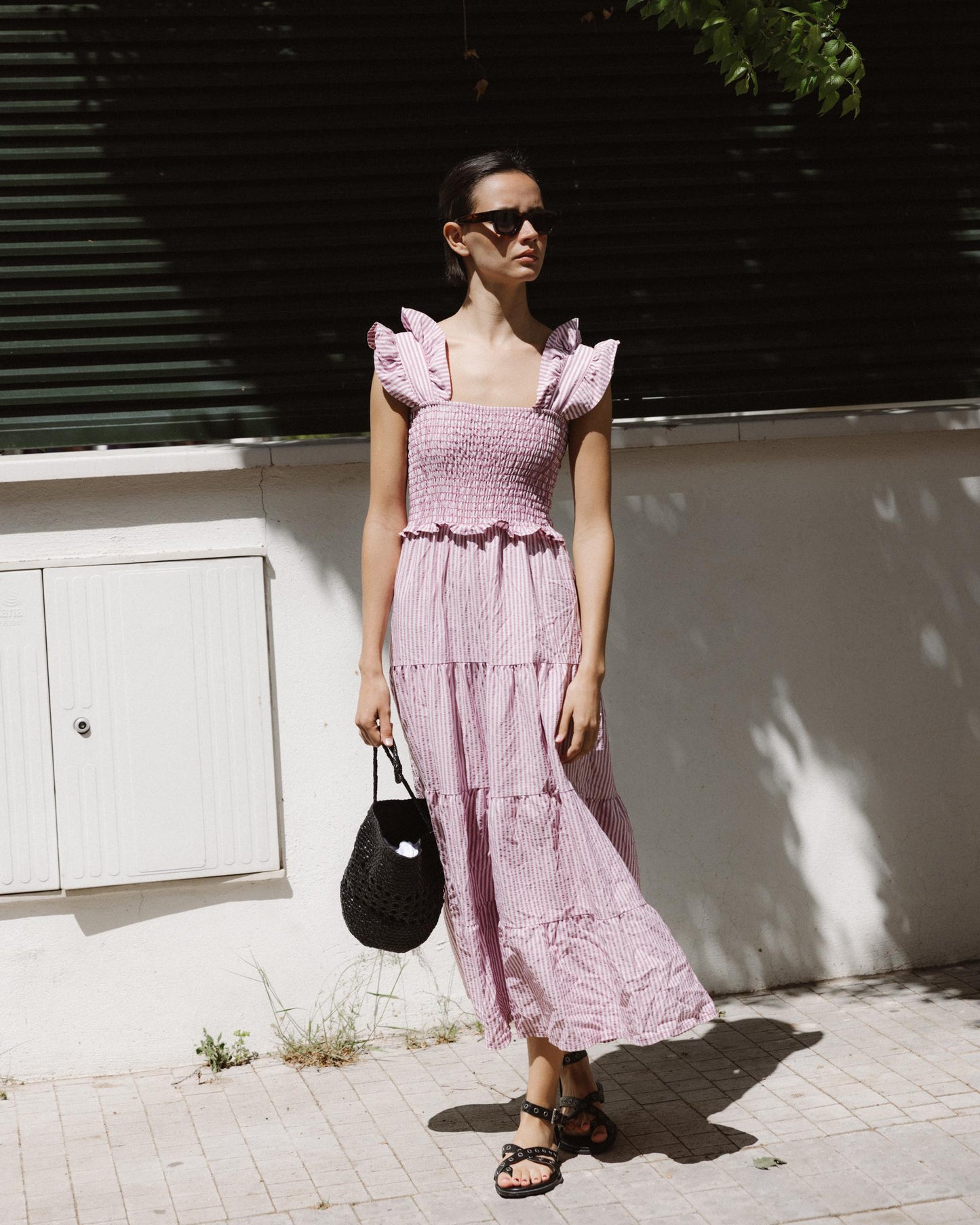 Vestido Gomas Volantes Rosa