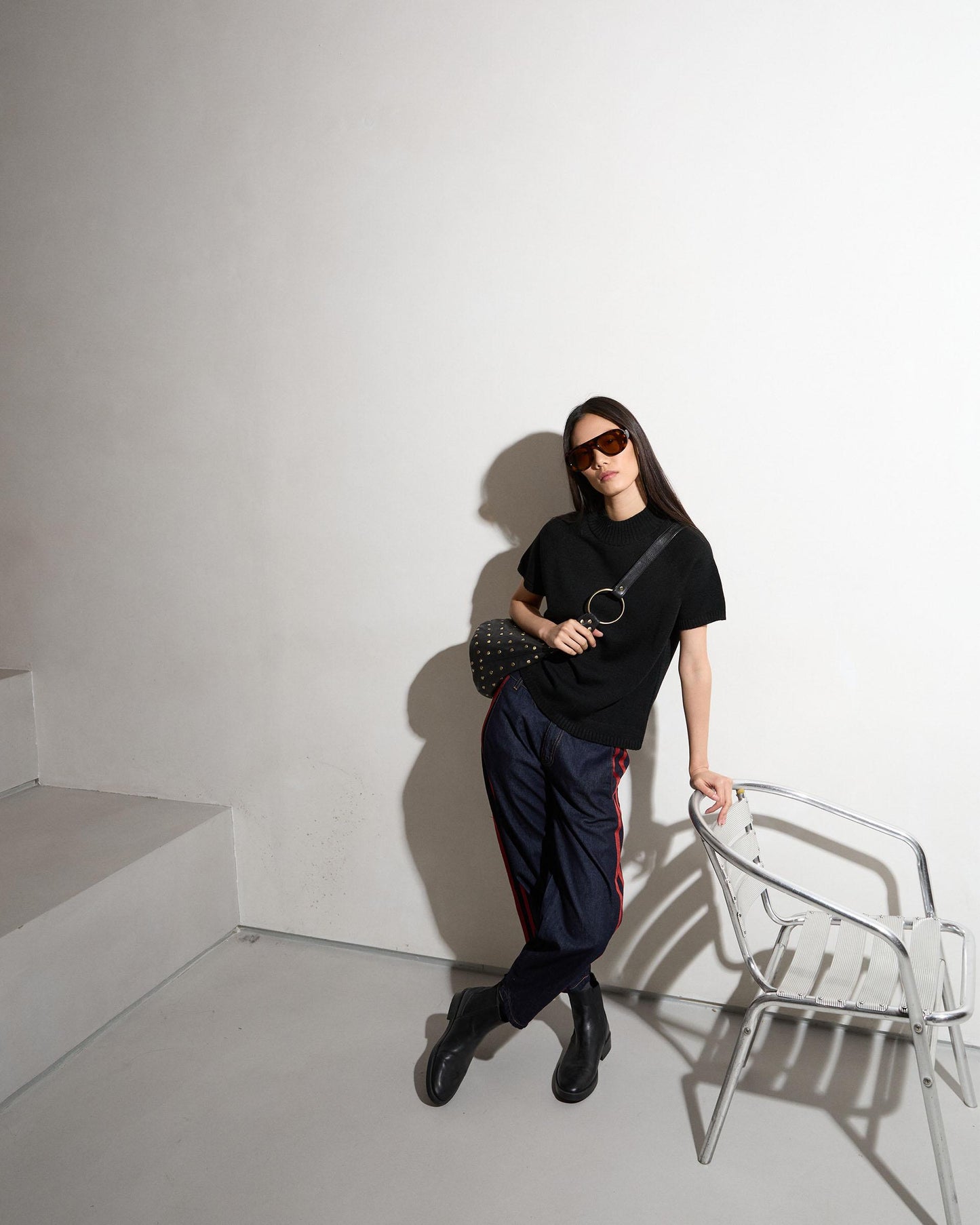 Dark Blue Side Stripe Jeans