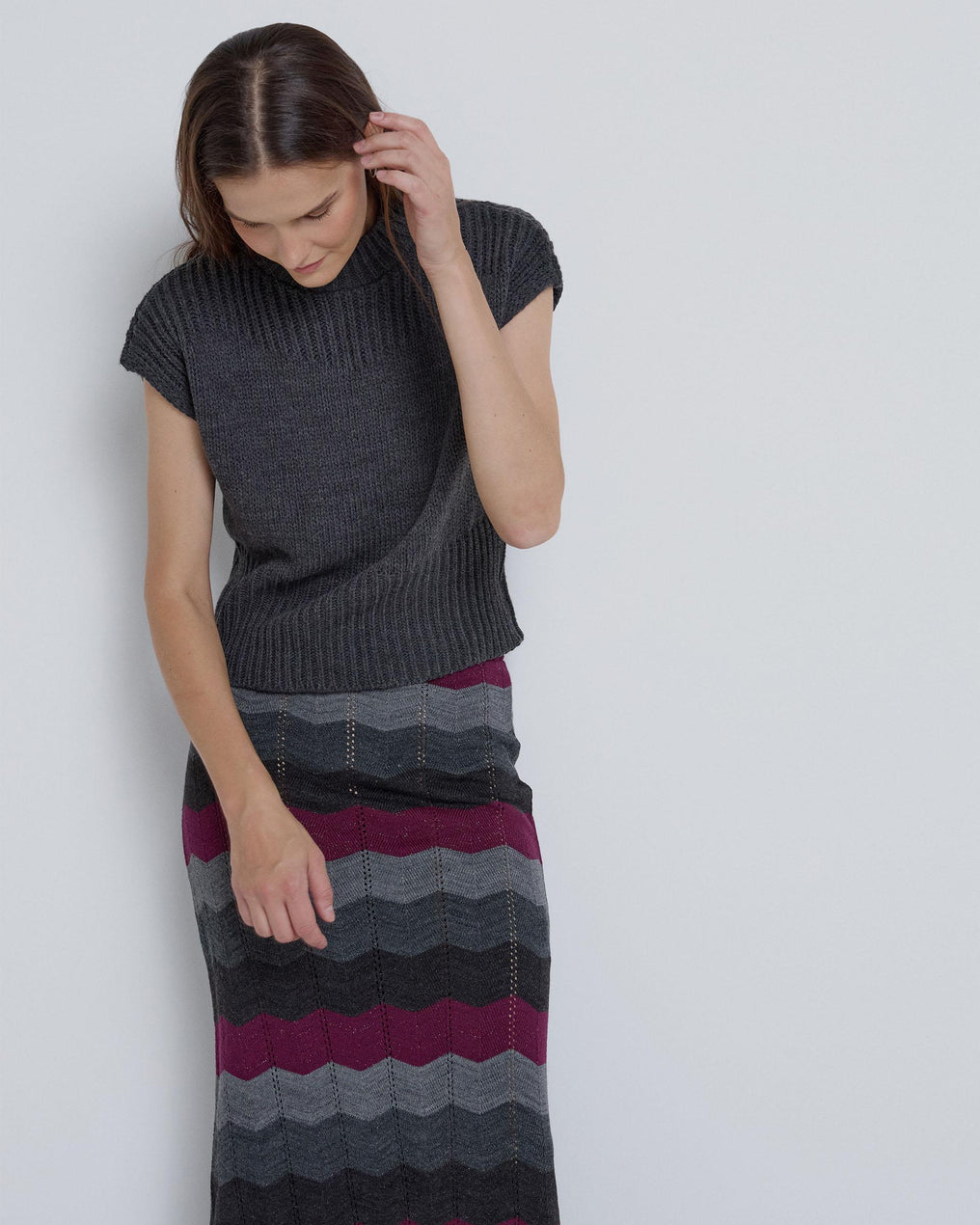 Falda Larga Zigzag Morado