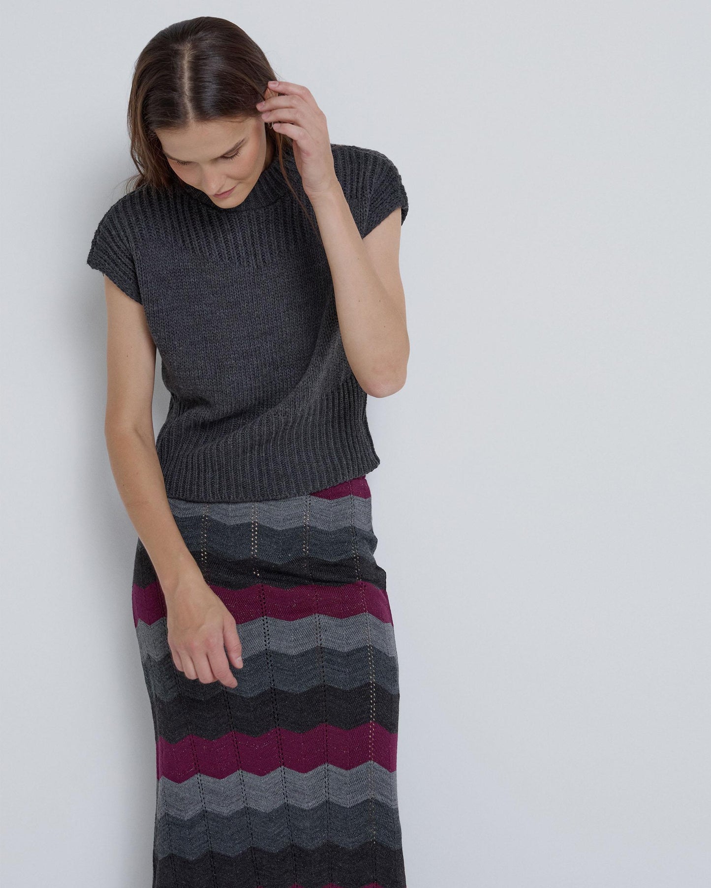 Falda Larga Zigzag Morado