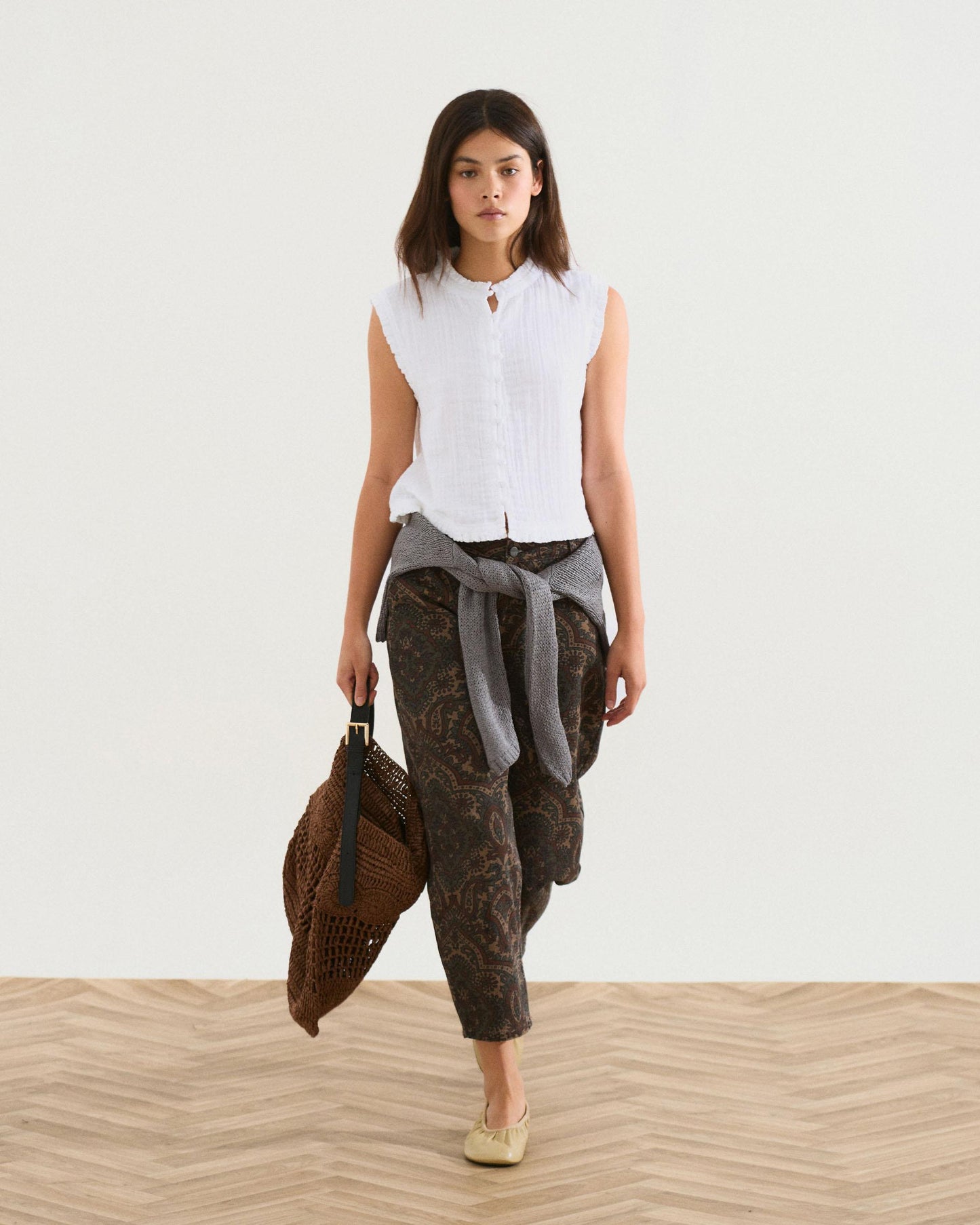 White Ruffled Lined Top