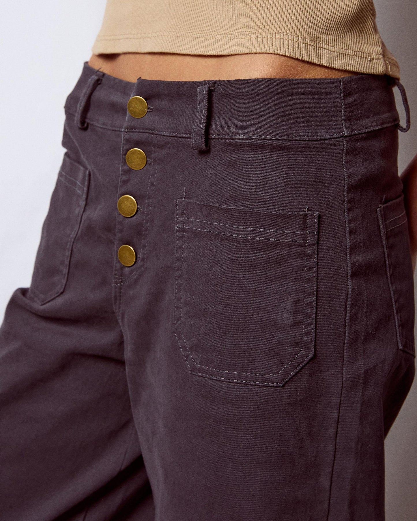Jeans Bolsillos De Plastón Antracita