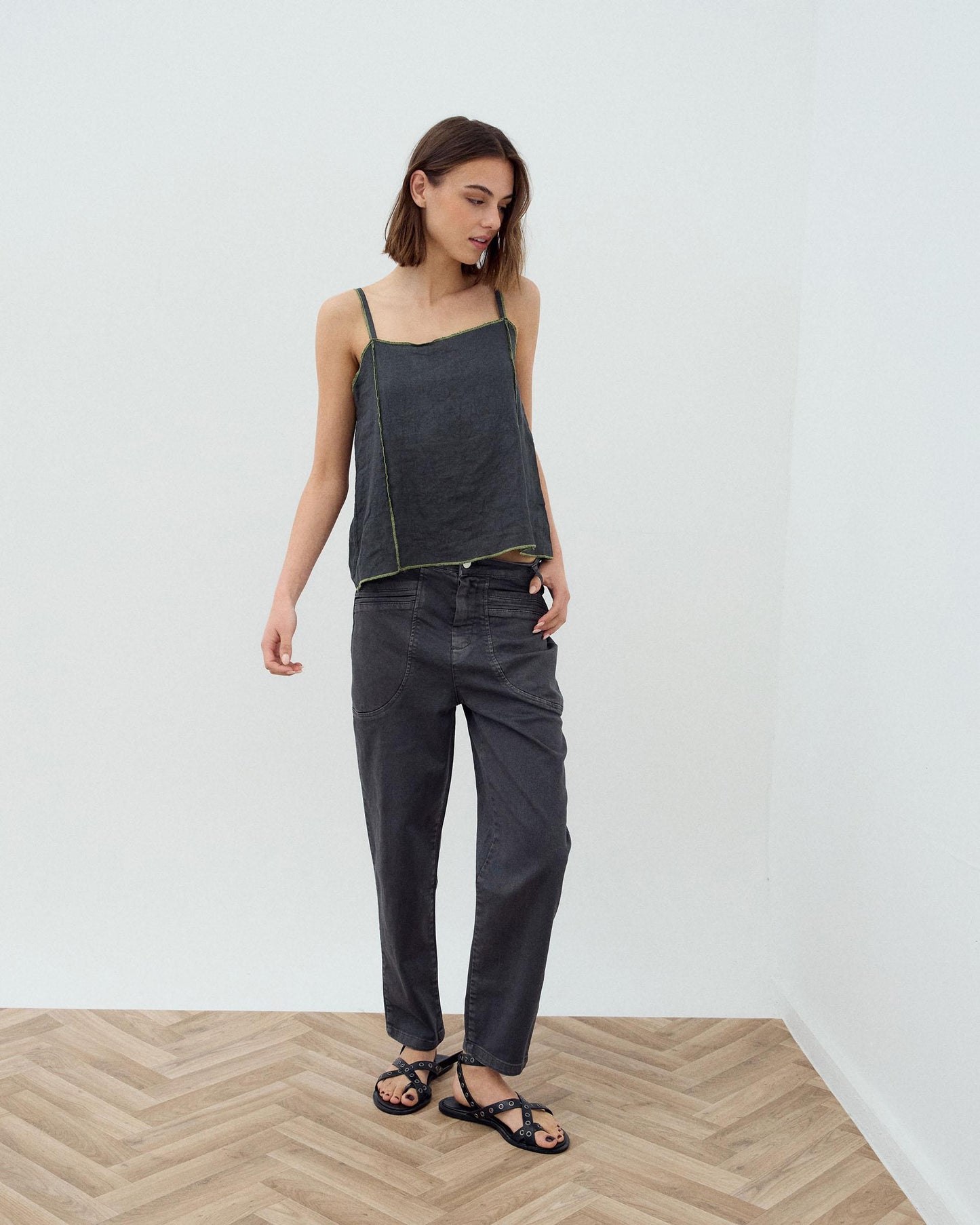 Jeans Bolsos Debrum Cinzento Escuro