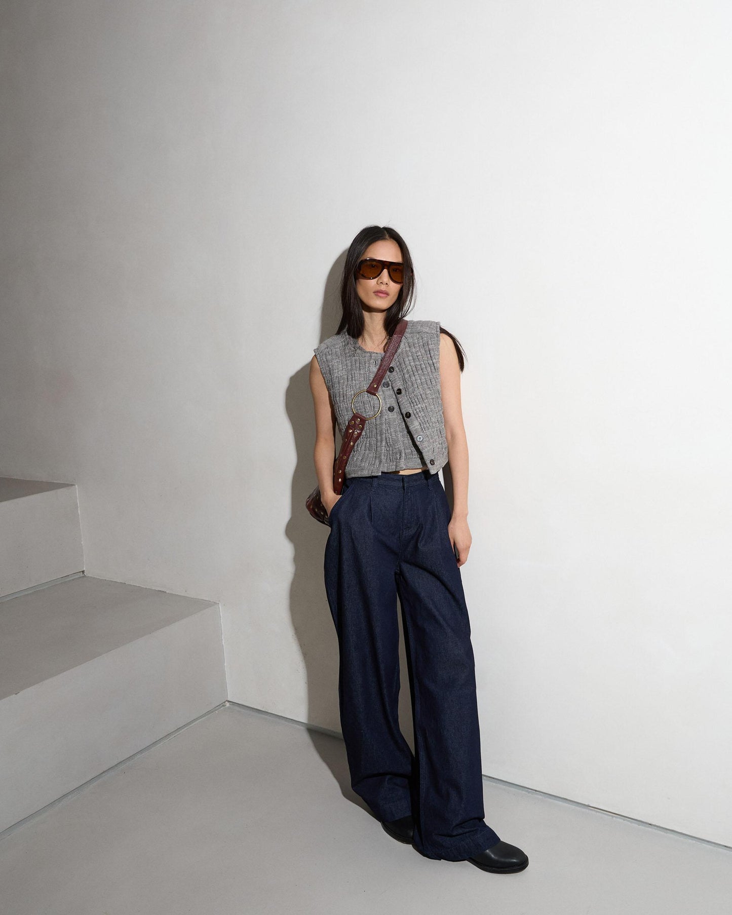 Taupe Herringbone Quilted Vest