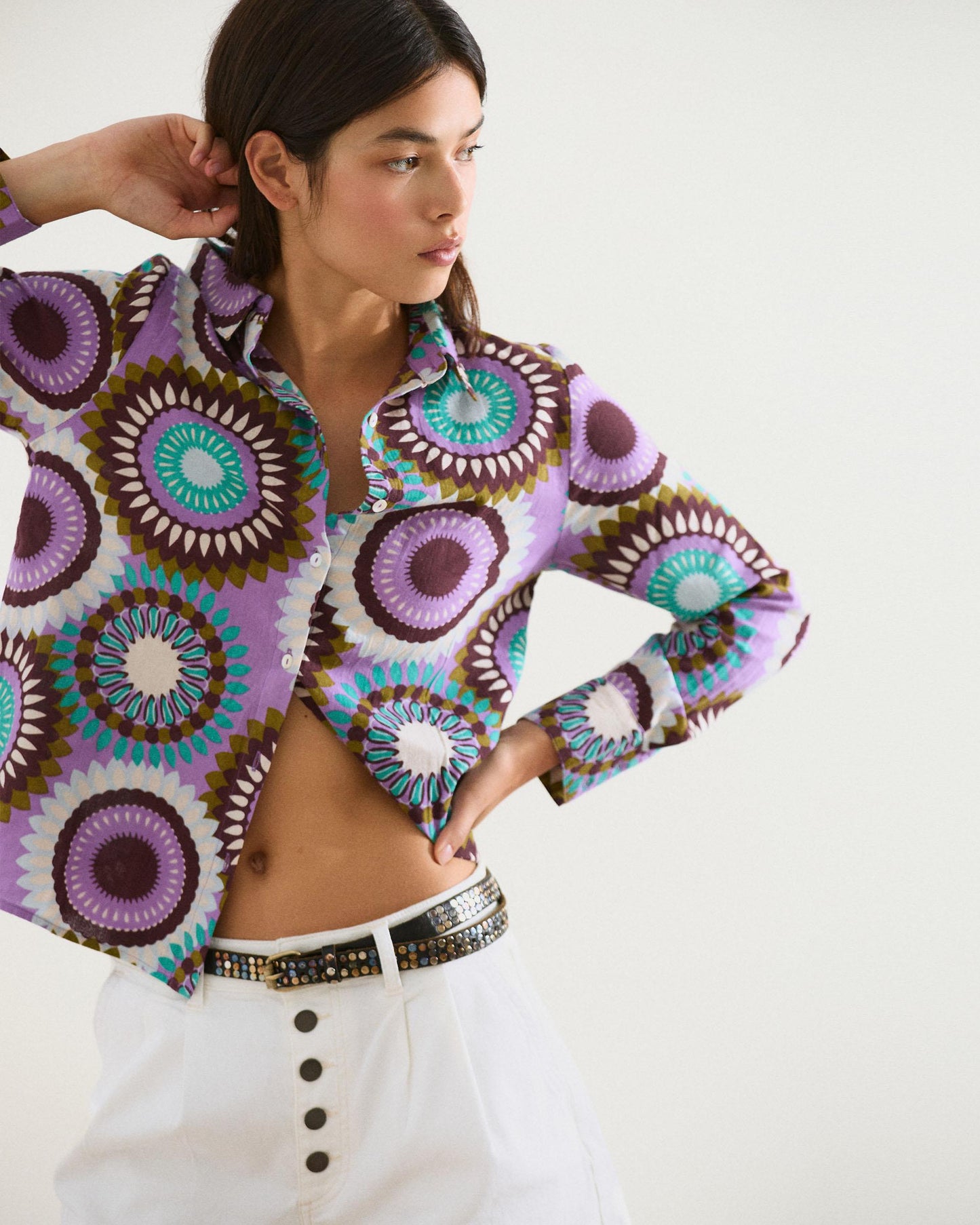 Camisa Estampada Morado