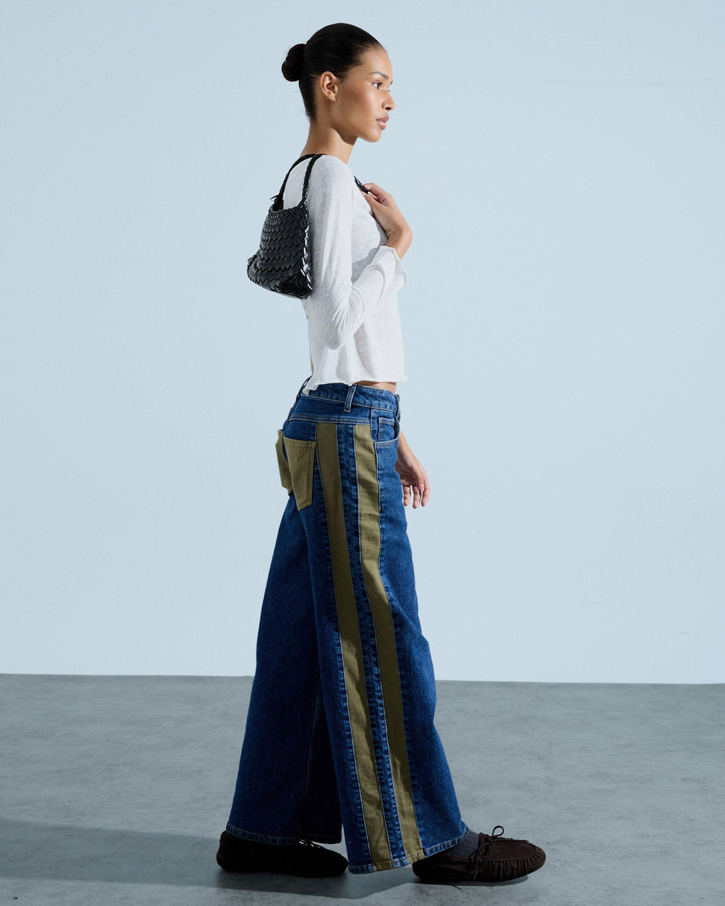 Jeans Contrastes Bolsillos Azul Jeans