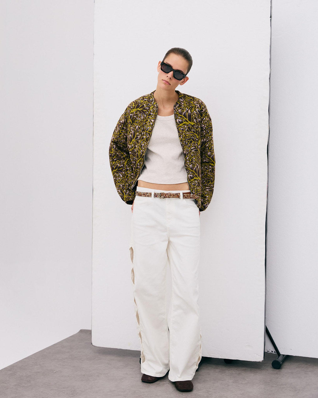 Chaqueta Bomber Estampado Marrón