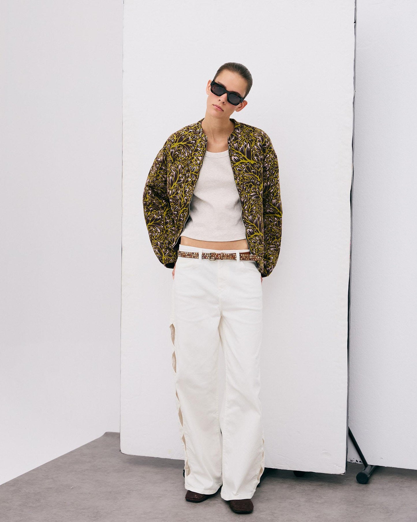 Chaqueta Bomber Estampado Marrón