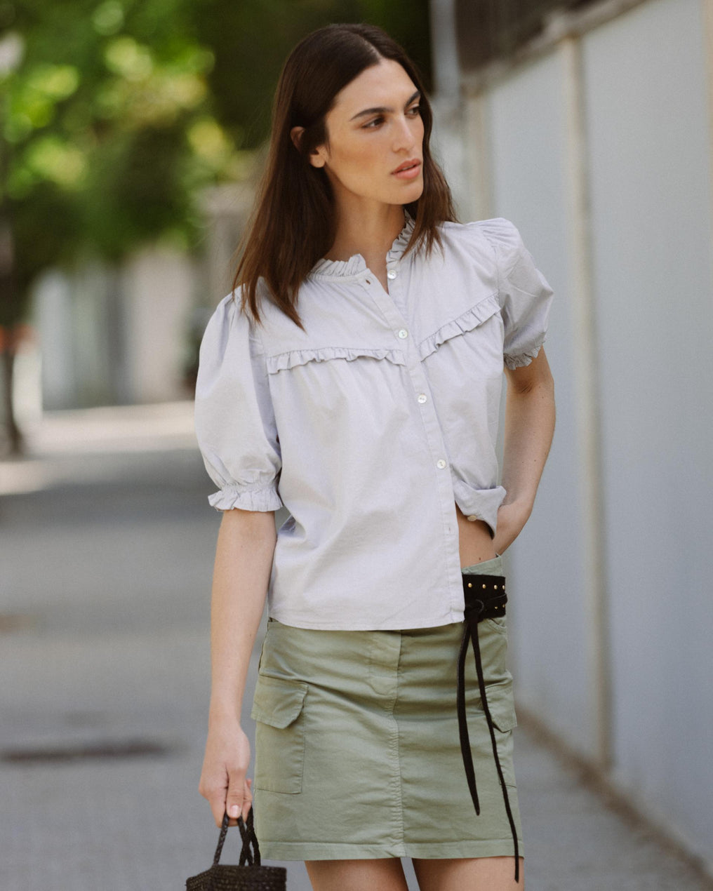 Green Cargo Pocket Miniskirt