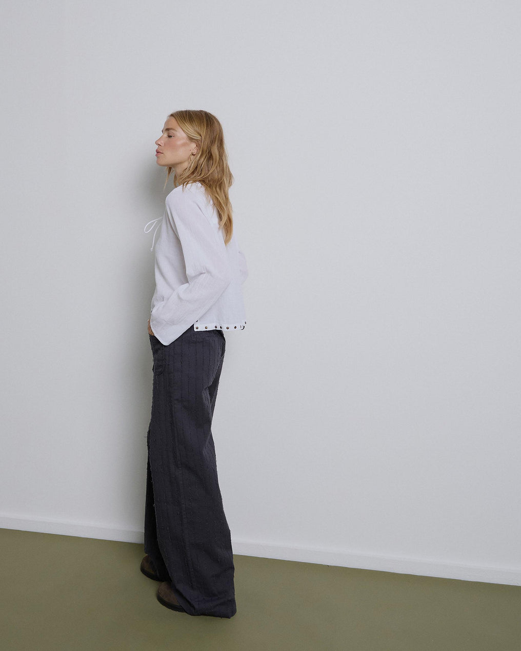 Frayed Stripe Trousers with Anthracite Patch Pockets