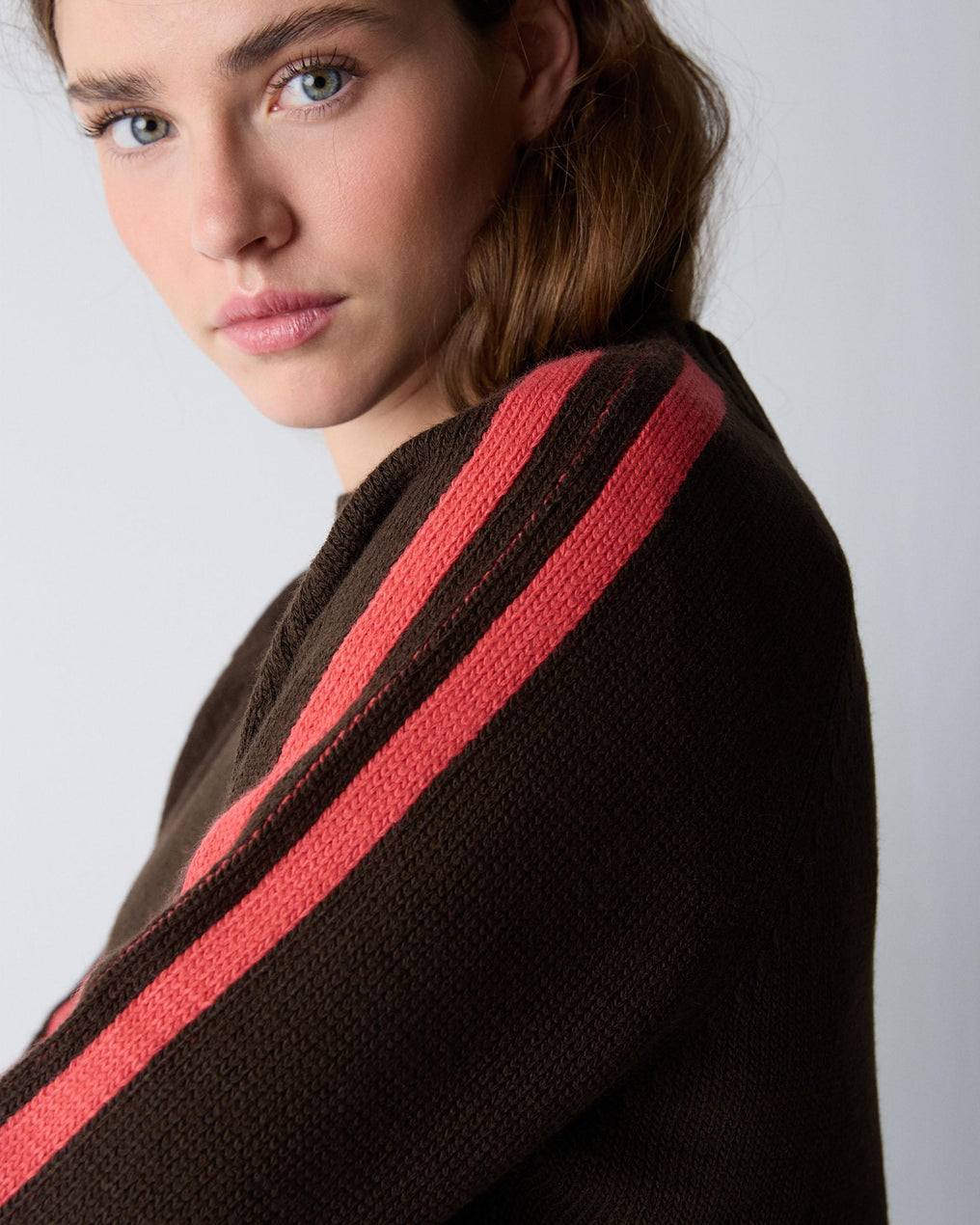 Jersey Rayas Mangas Marrón