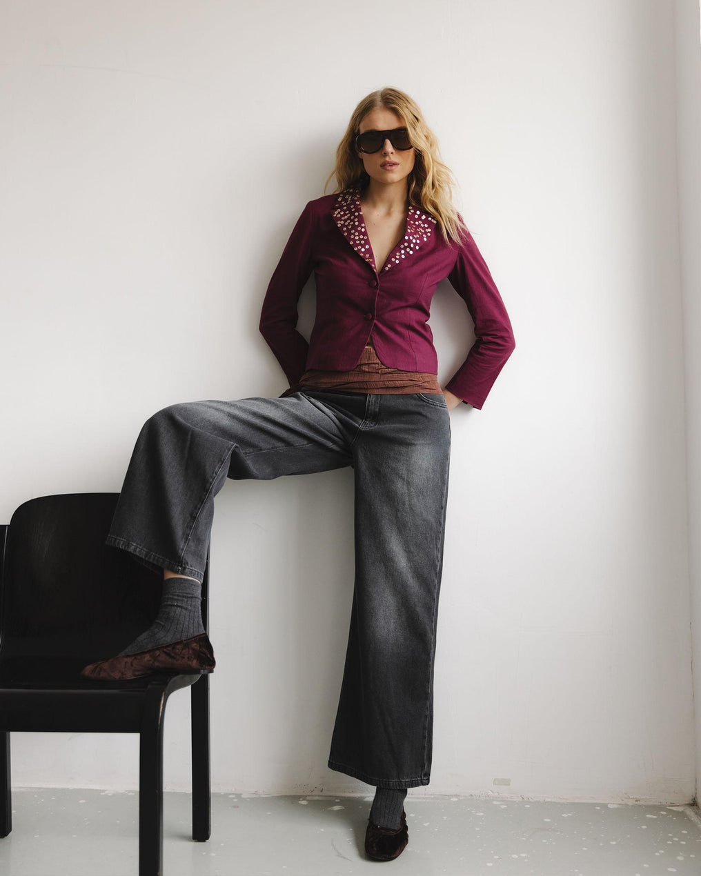 Blazer Lentejuelas Rosa Oscuro