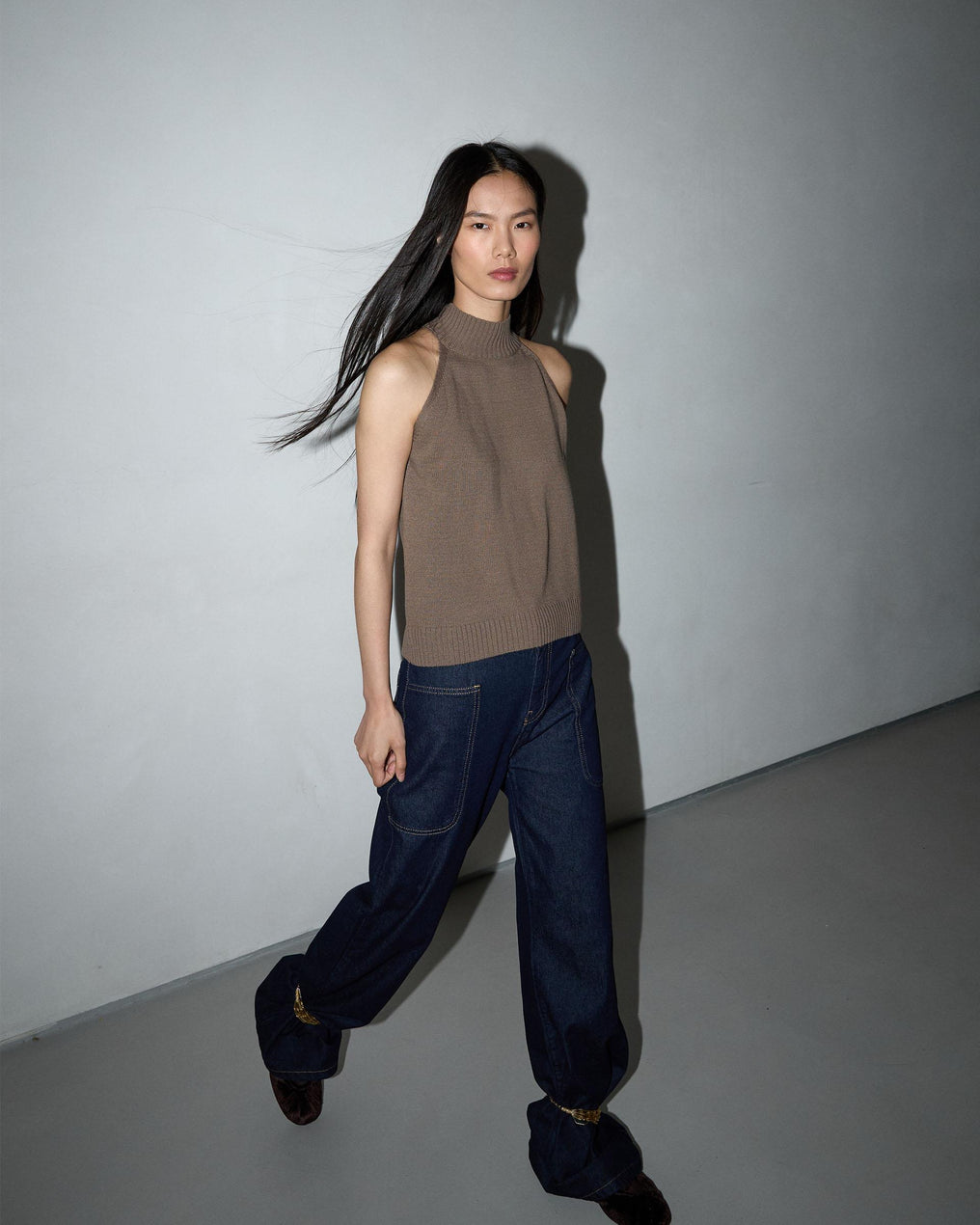 Taupe Knit Halter Top