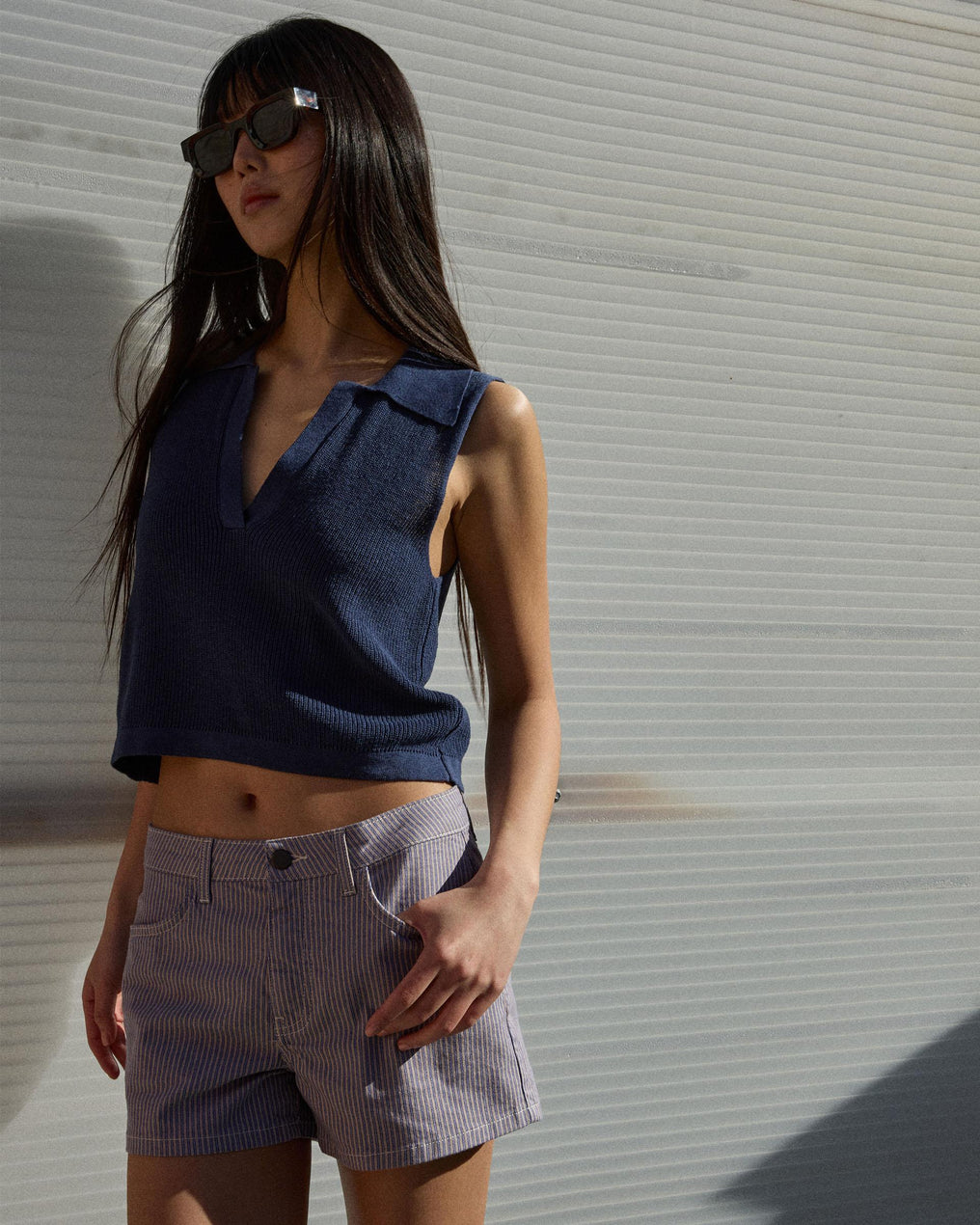 Shorts Básicos Rayas Azul