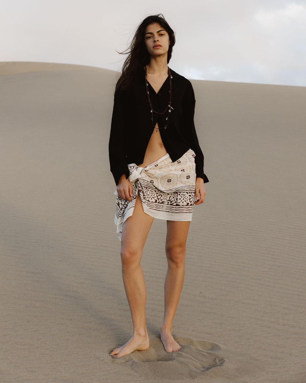 Black Pleated Knit Shirt