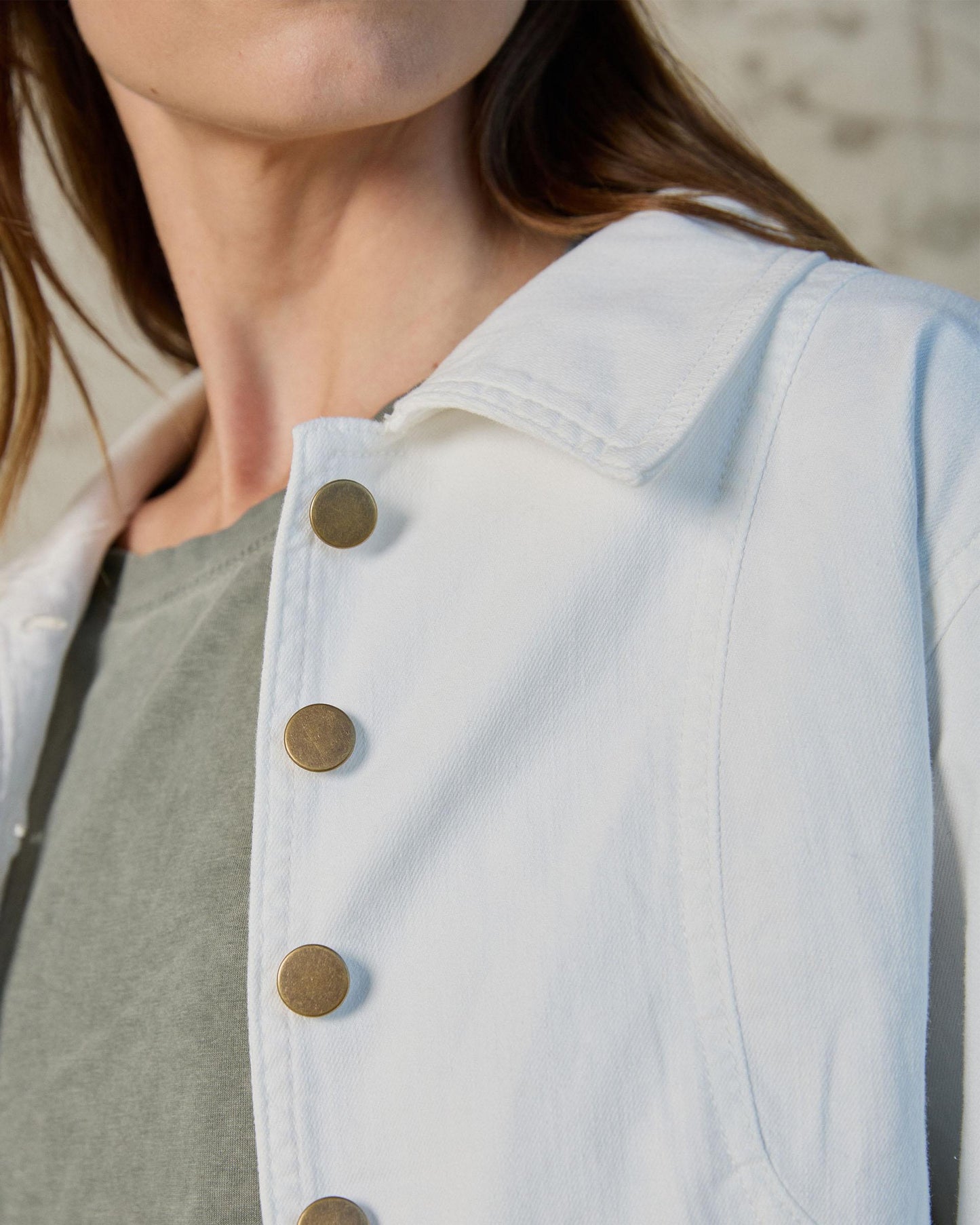 White Puff Sleeve Denim Jacket