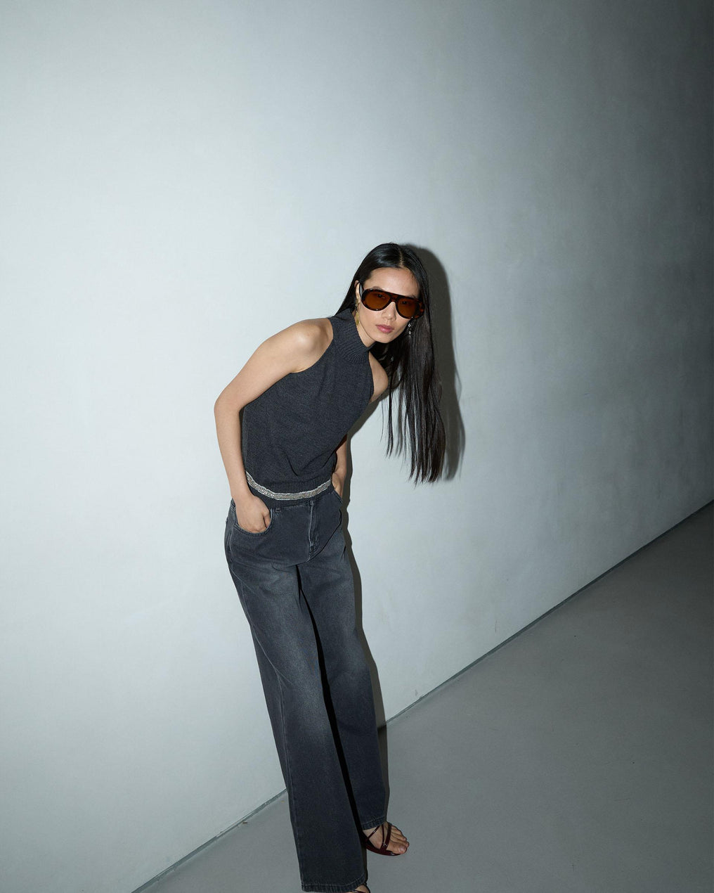 Anthracite Knit Halter Top