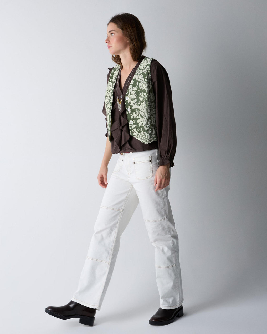 Jeans Seams Pockets Plastón White