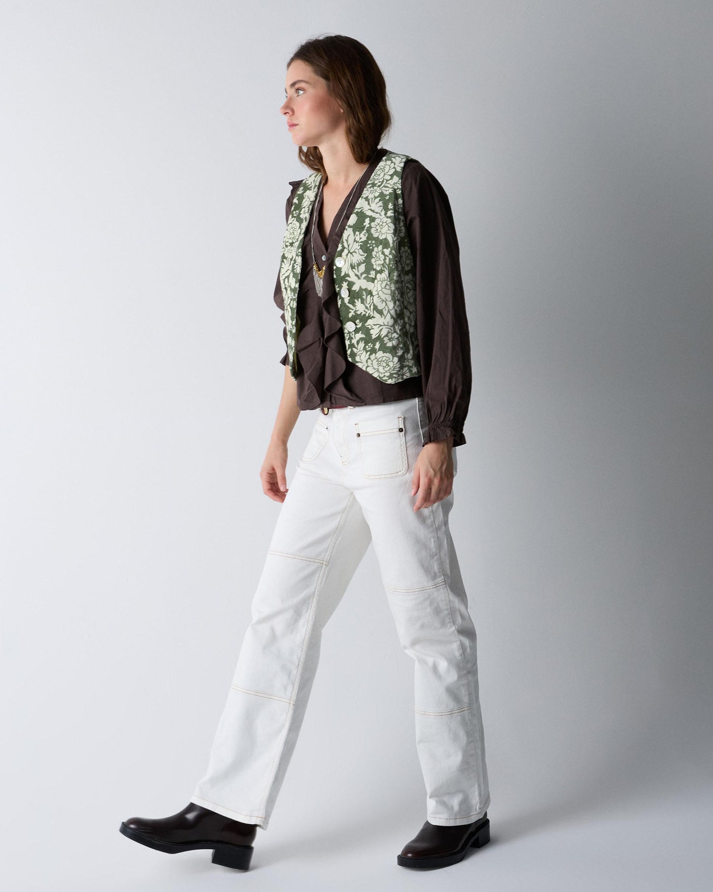 Jeans Seams Pockets Plastón White