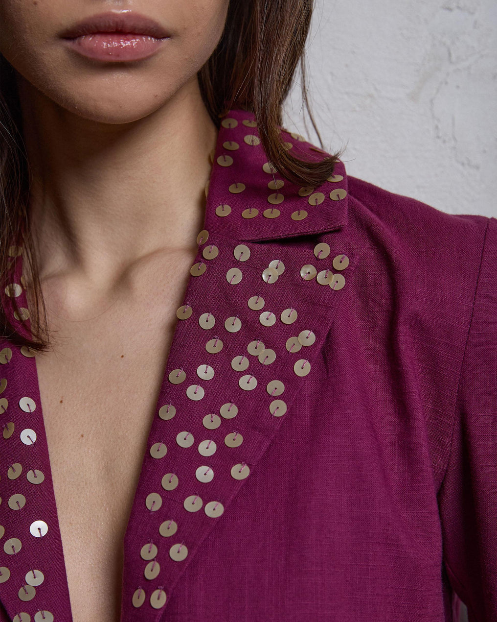 Blazer Lentejuelas Rosa Oscuro