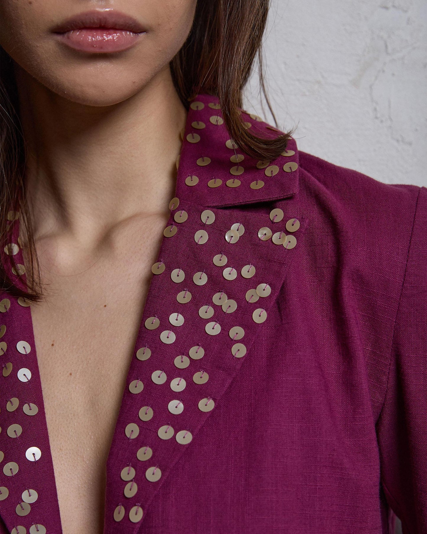 Blazer Lentejuelas Rosa Oscuro