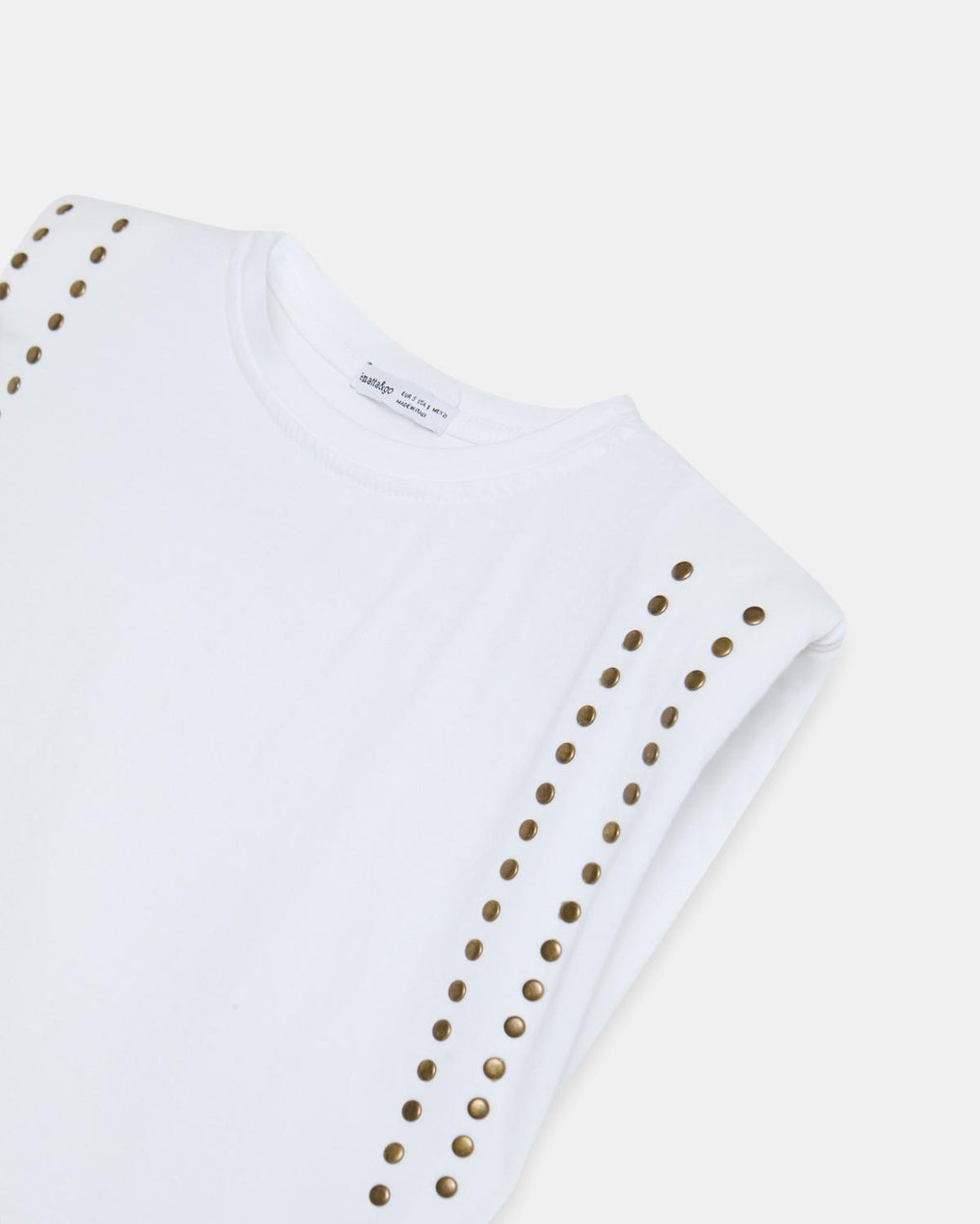 Camiseta Hombreras Tachuelas Blanco