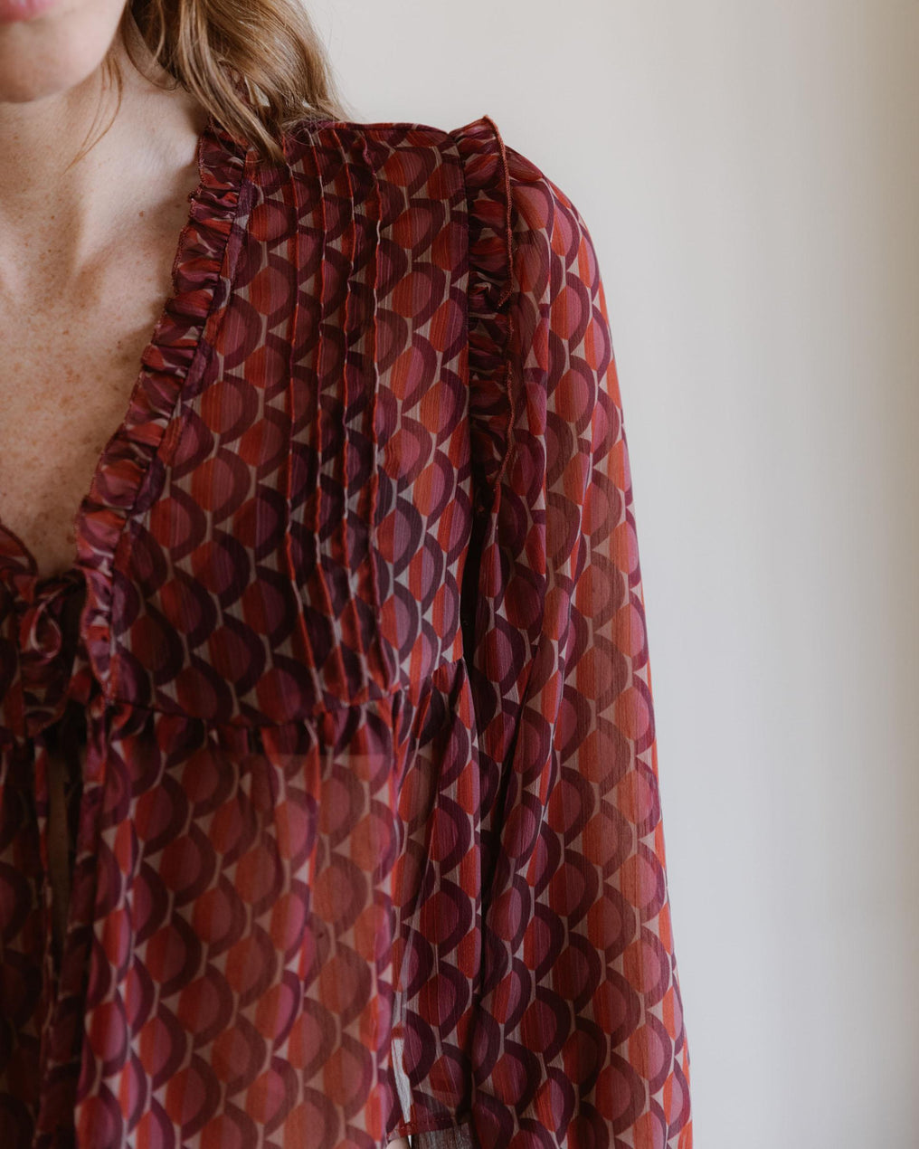 Blusa Estampado Geometrico Lazadas Multicolor