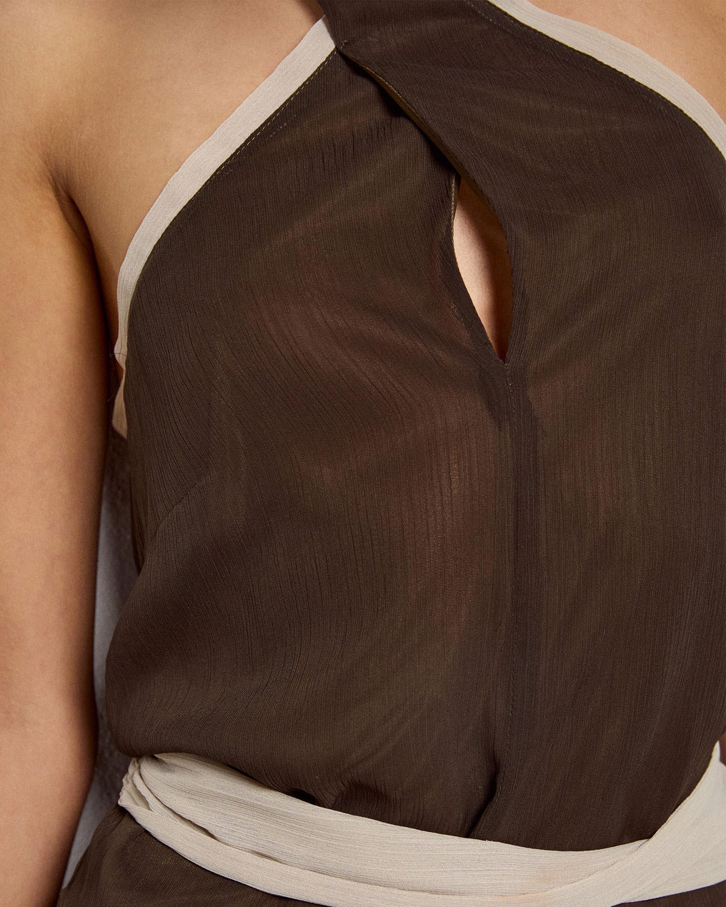 Top Gasa Contraste Verde Oscuro