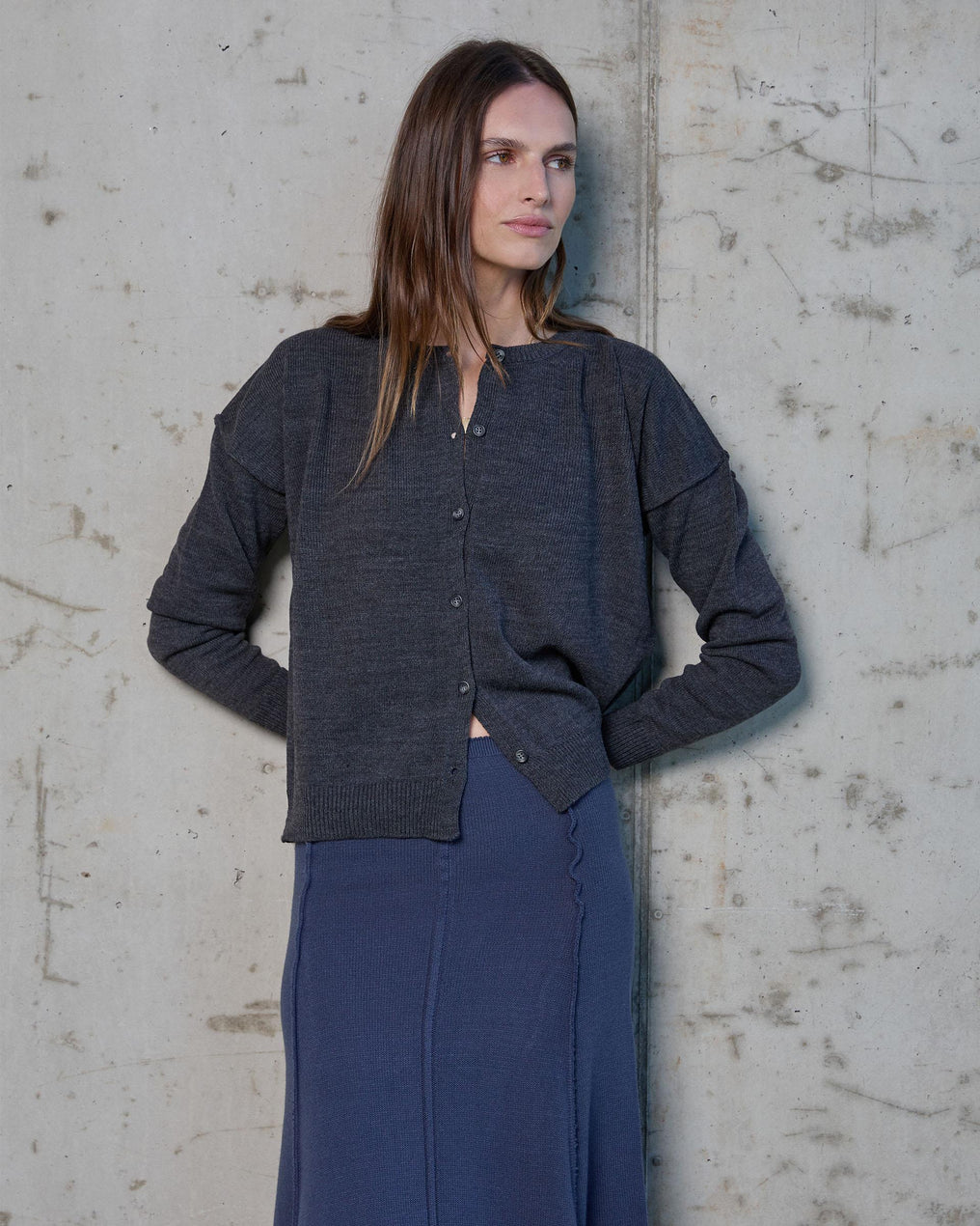 Casaco com costura no ombro antracite