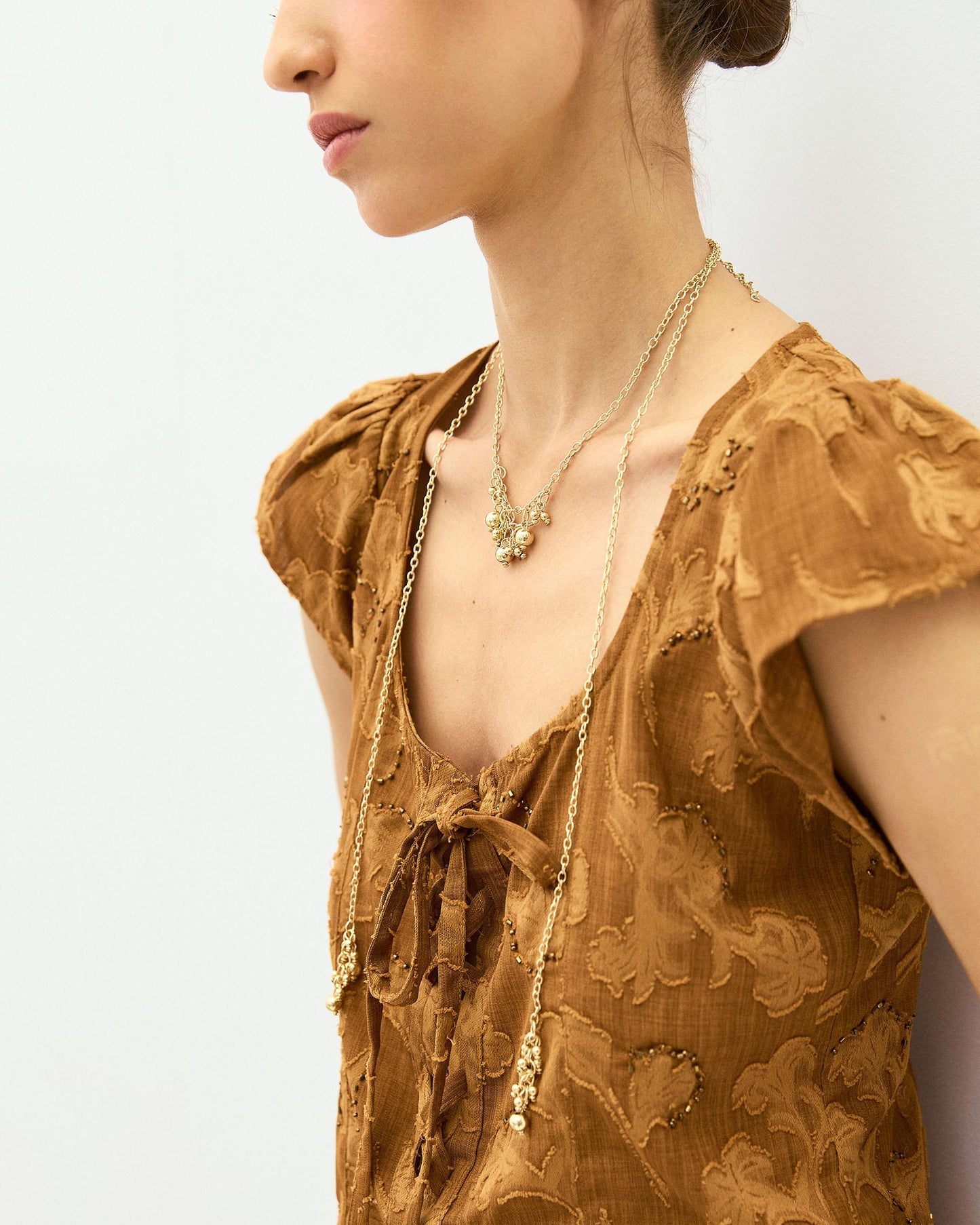 Colar Écharpe com Bolinhas Dourado