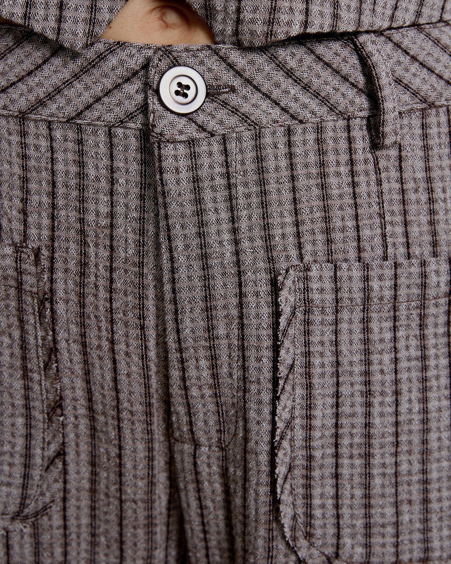 Striped Pants with Brown Patch Pockets