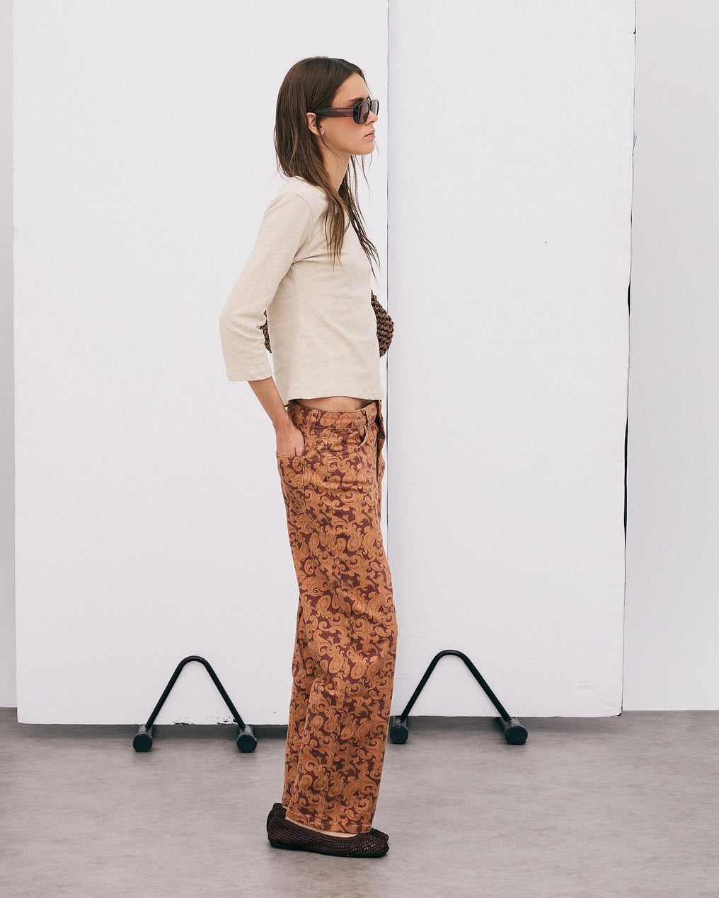 Orange Paisley Print Jeans